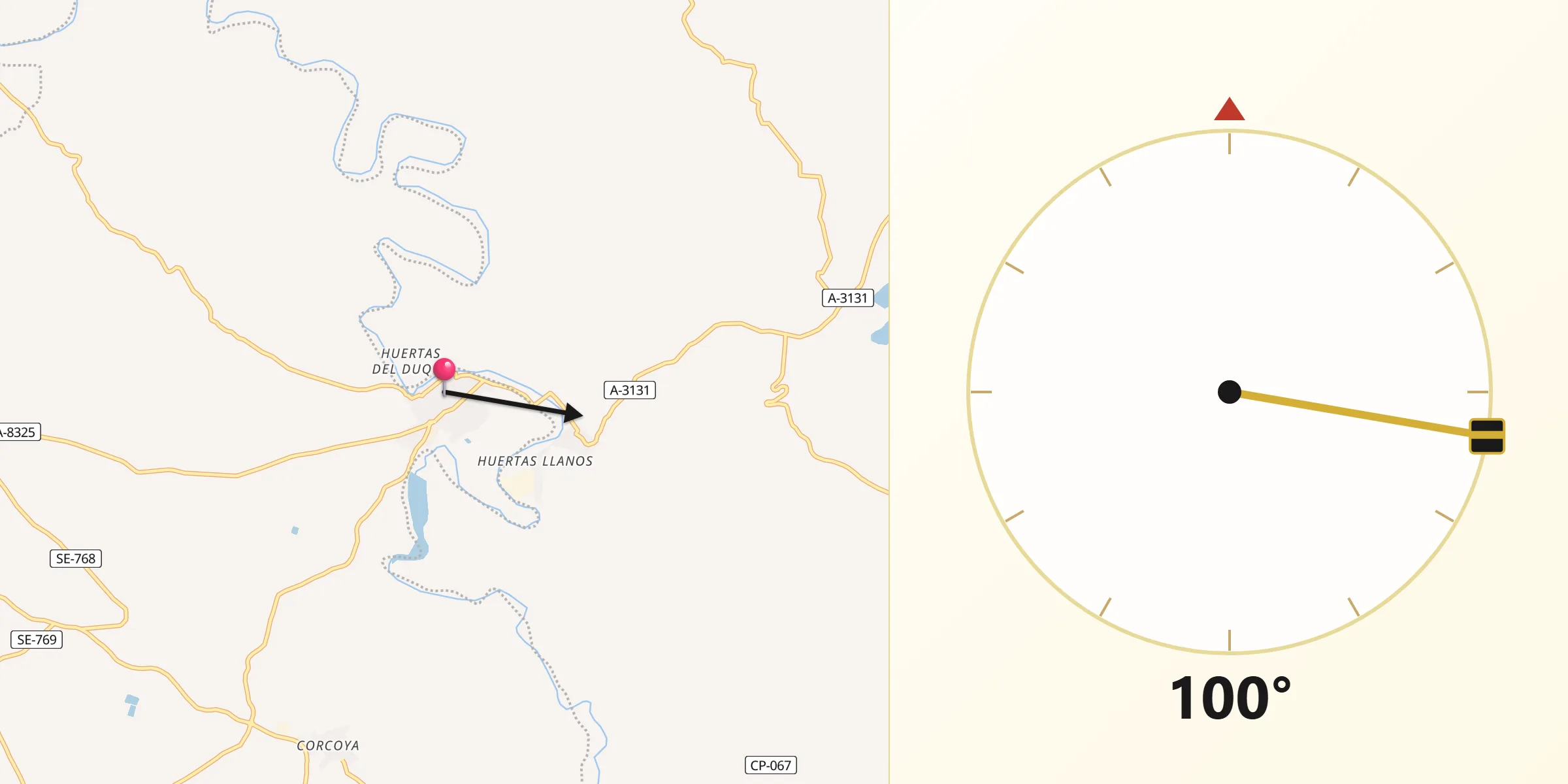 Dirección de la Qibla desde Badolatosa