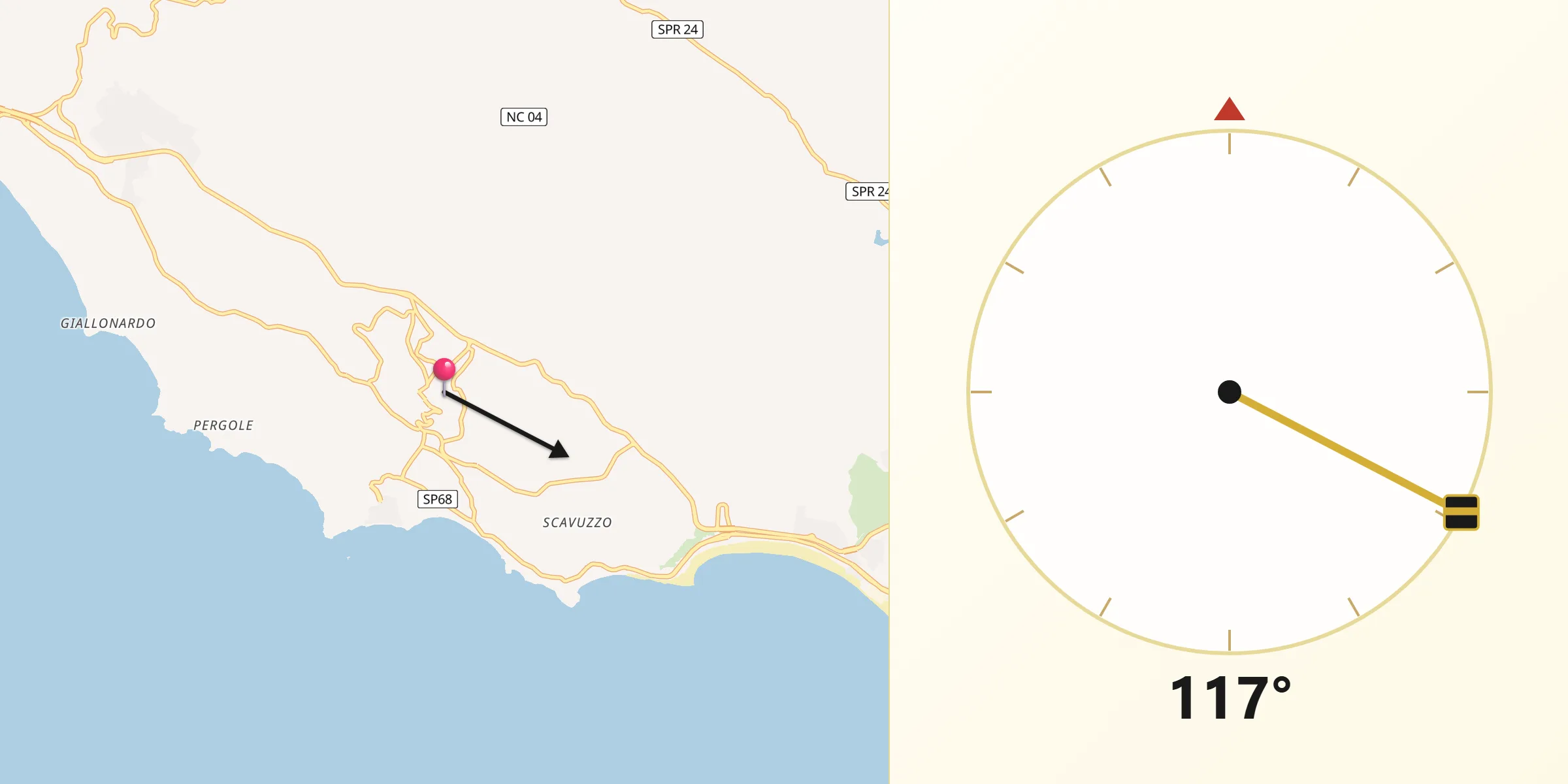 Direzione della Qibla da Realmonte