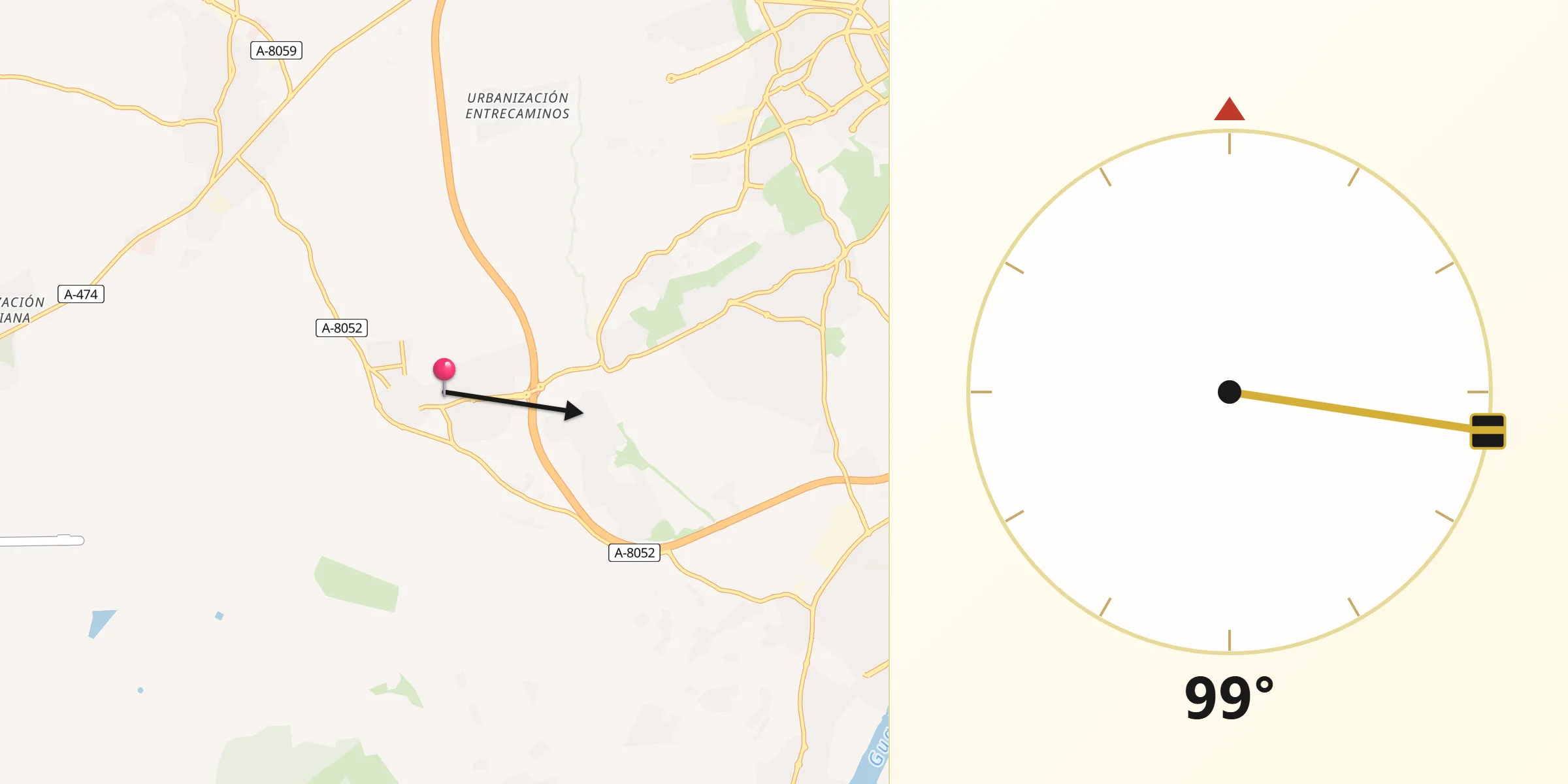 Dirección de la Qibla desde Almensilla