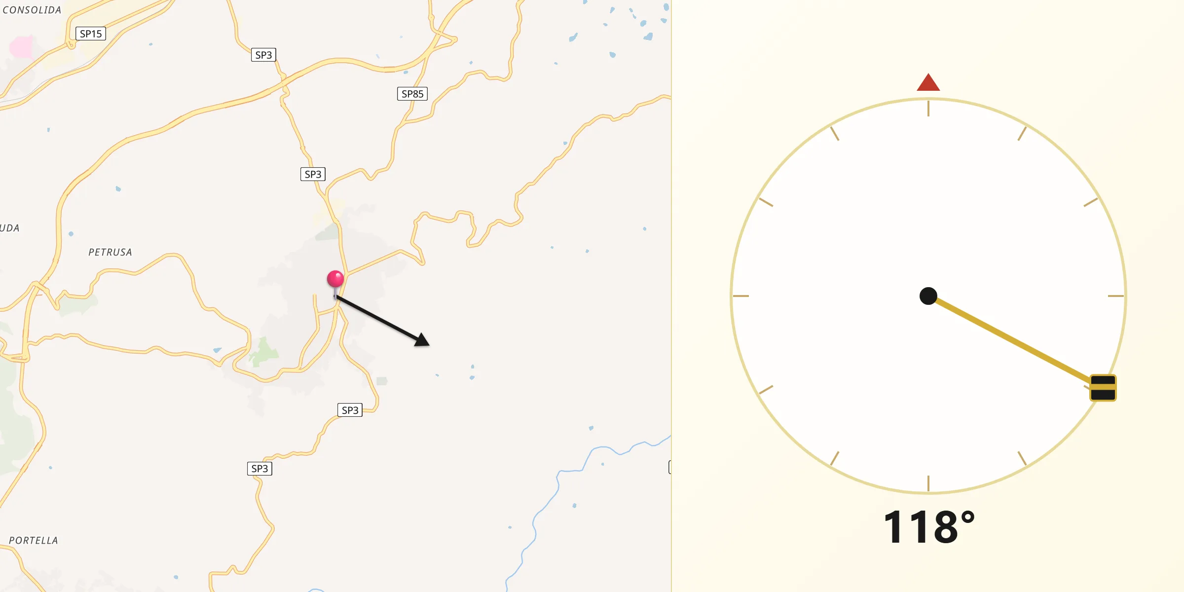 Direzione della Qibla da Favara