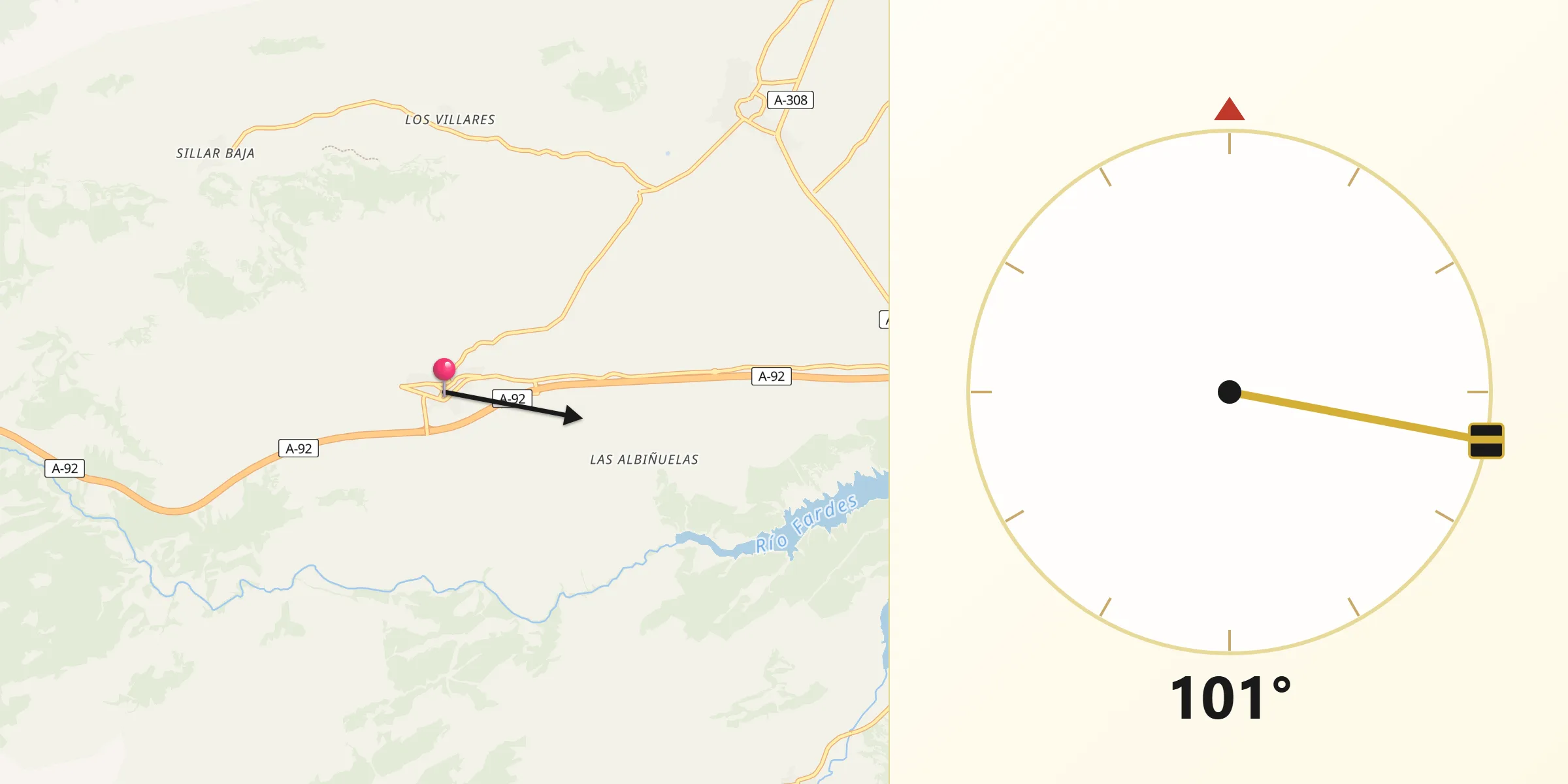 Dirección de la Qibla desde Diezma