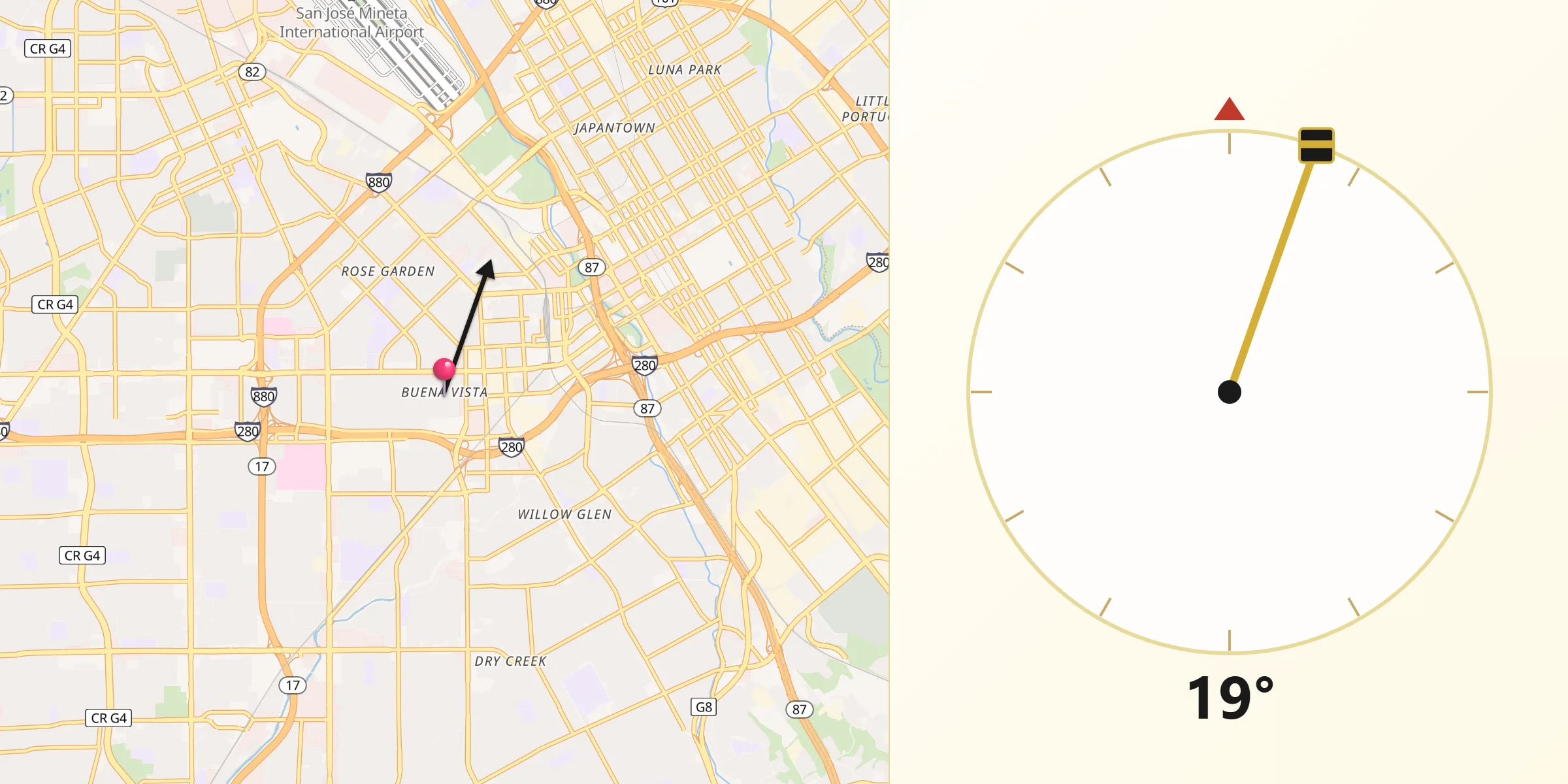 Qibla Direction from Buena Vista