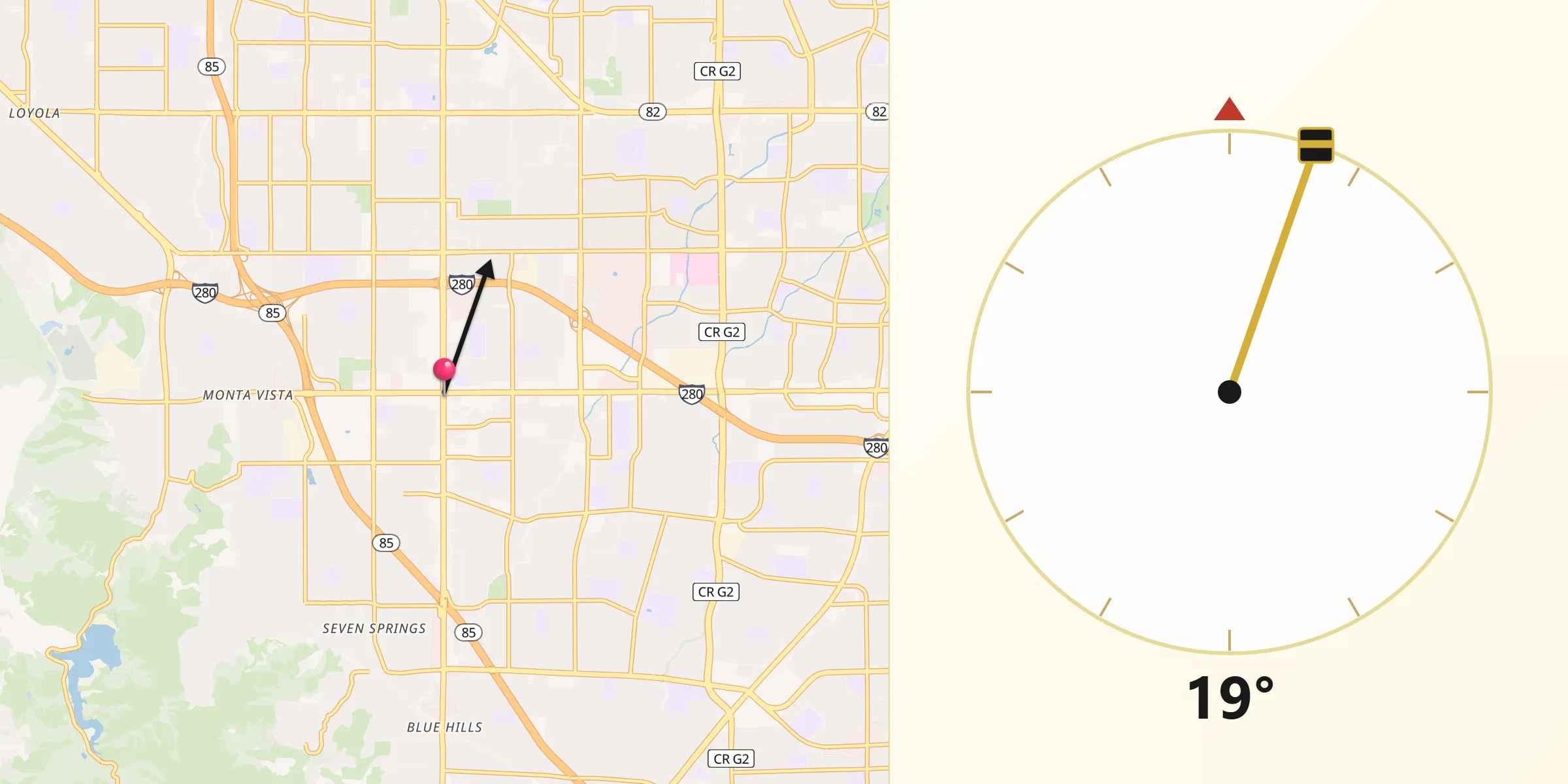 Qibla Direction from Cupertino