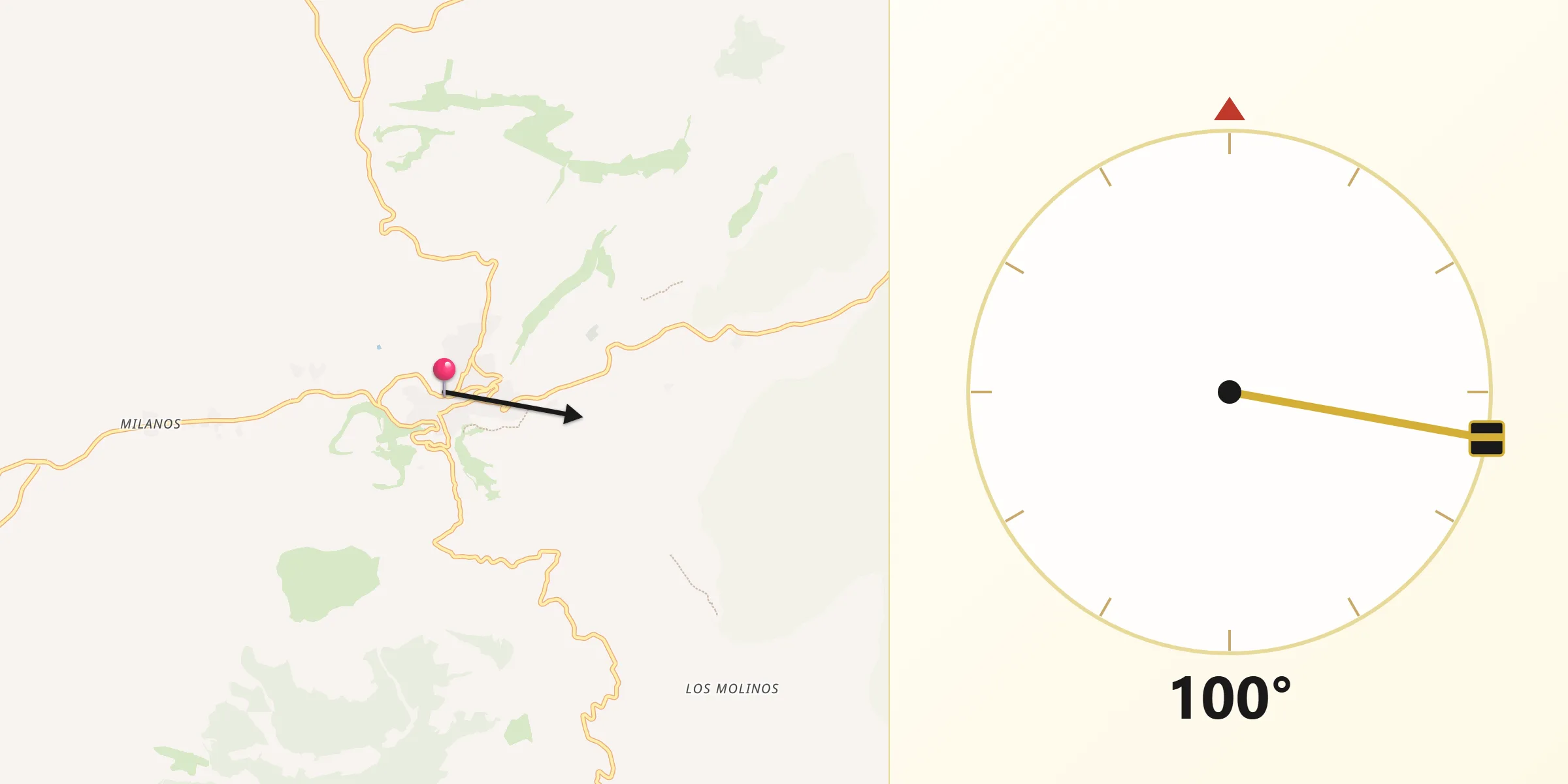 Dirección de la Qibla desde Montefrío