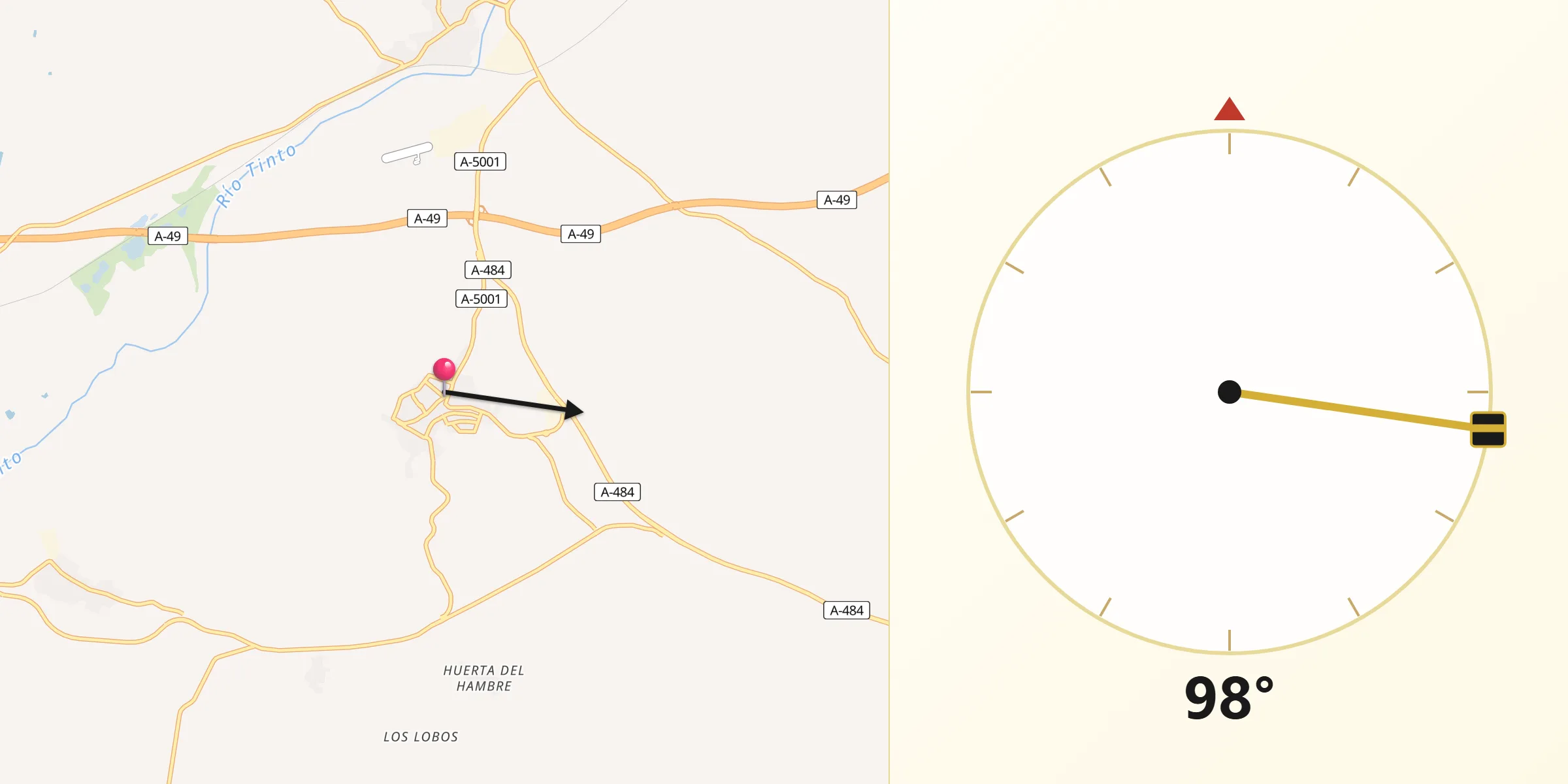 Dirección de la Qibla desde Bonares