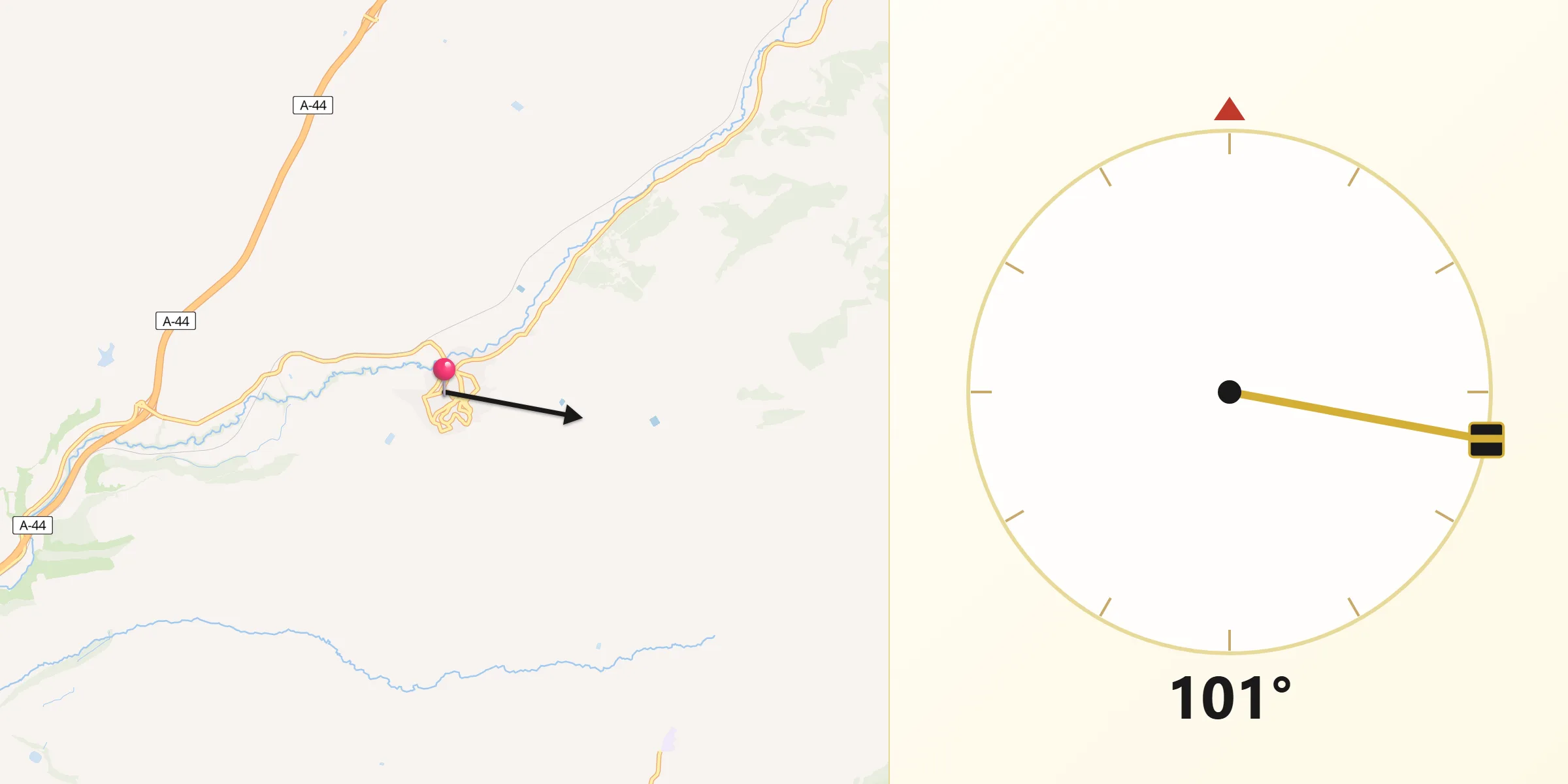 Dirección de la Qibla desde Deifontes