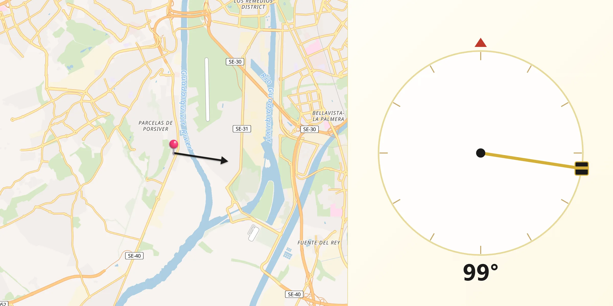 Dirección de la Qibla desde Gelves