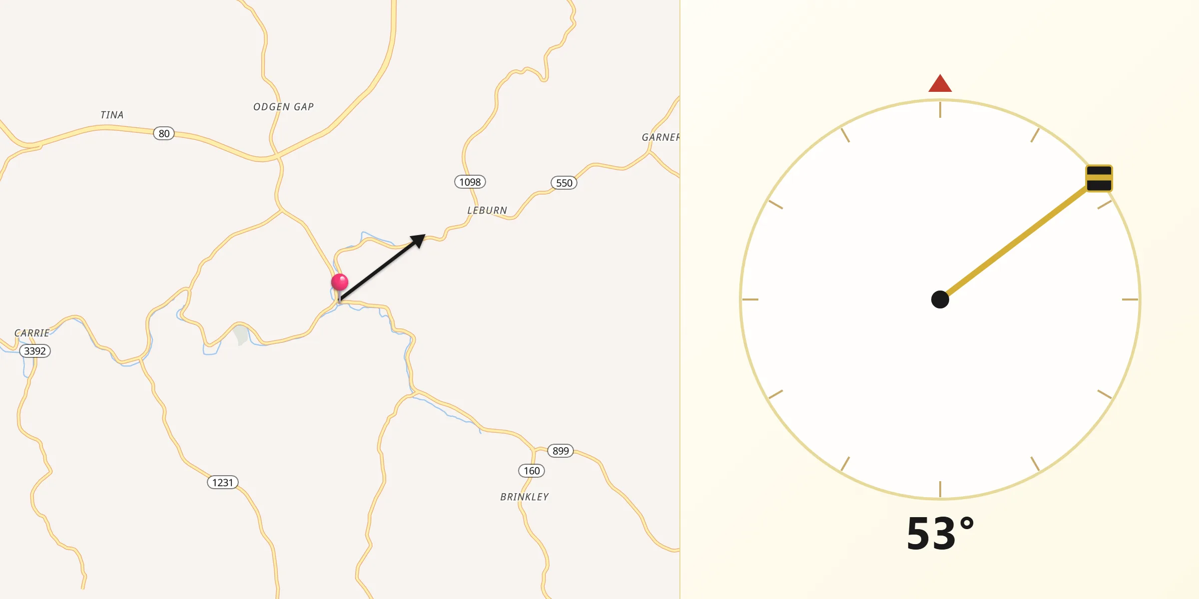 Qibla Direction from Hindman