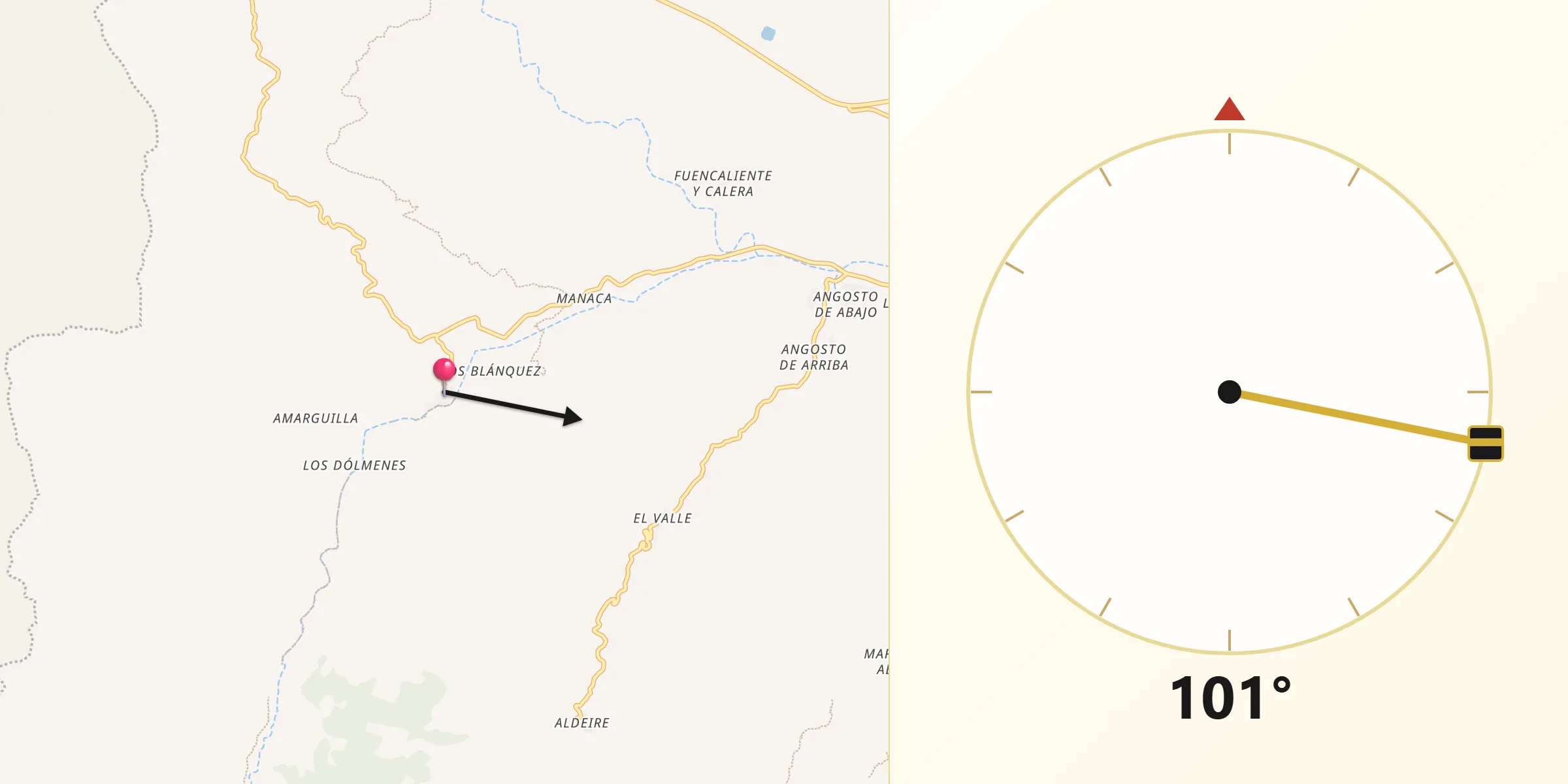 Dirección de la Qibla desde Alcóntar