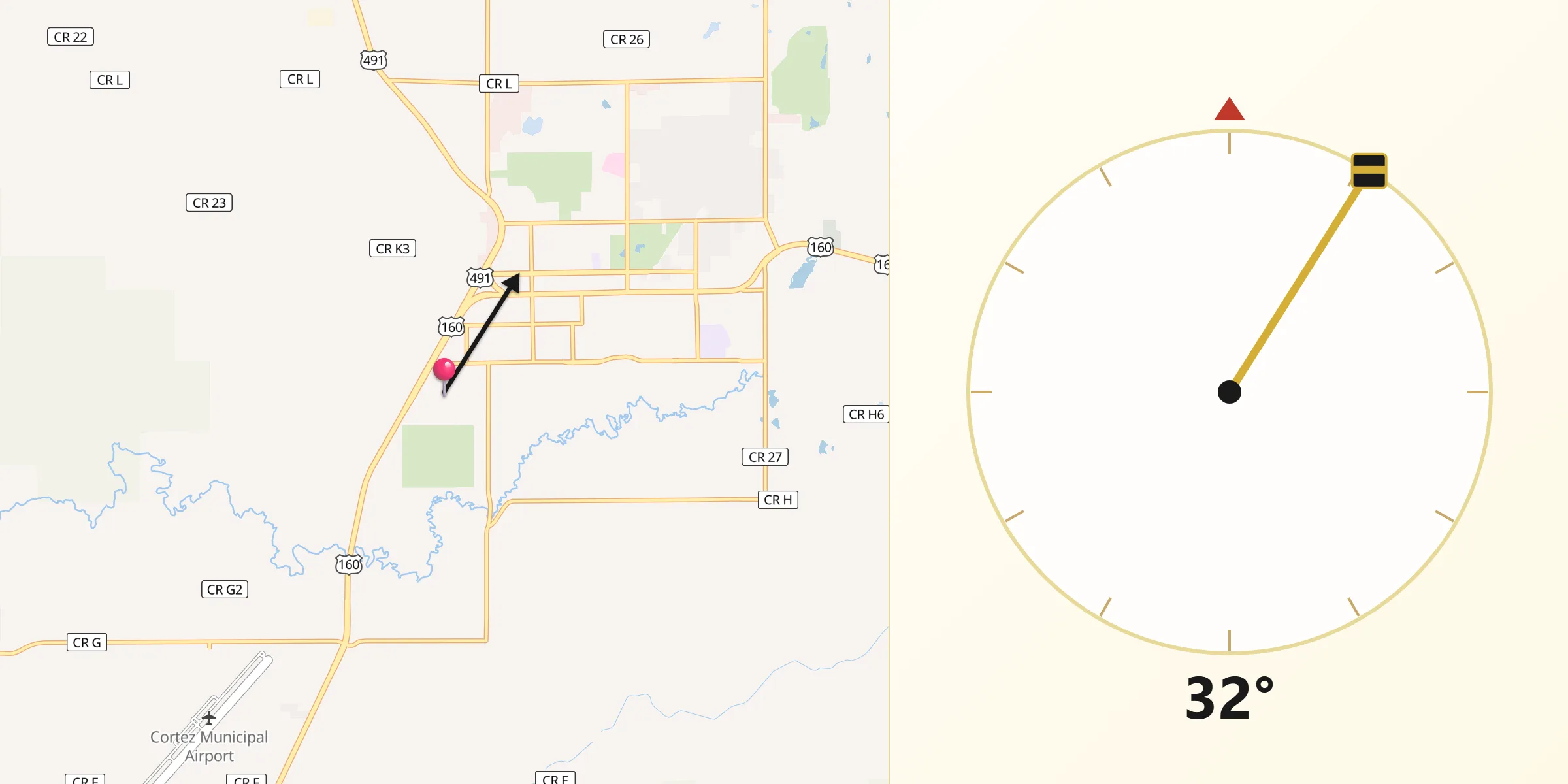 Qibla Direction from Montezuma