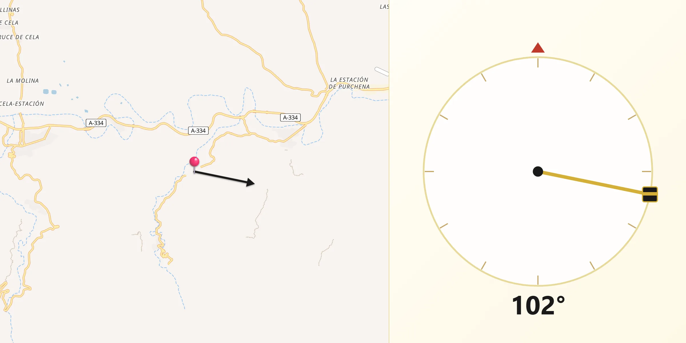 Dirección de la Qibla desde Suflí