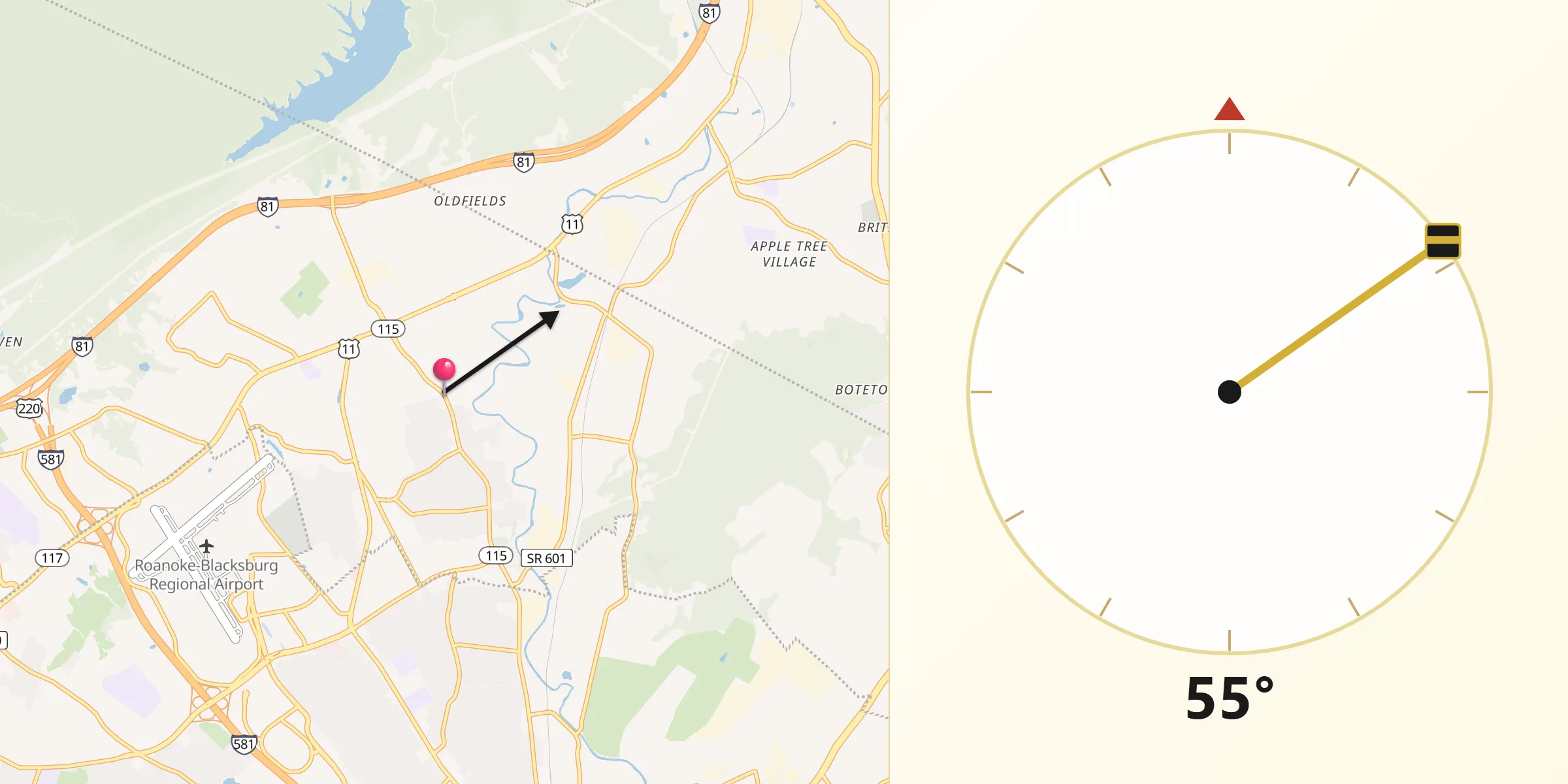 Qibla Direction from Hollins