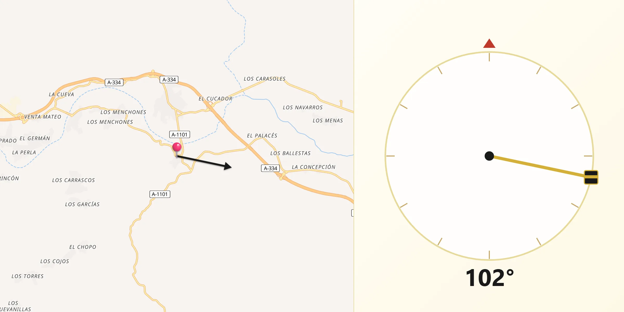 Dirección de la Qibla desde Zurgena
