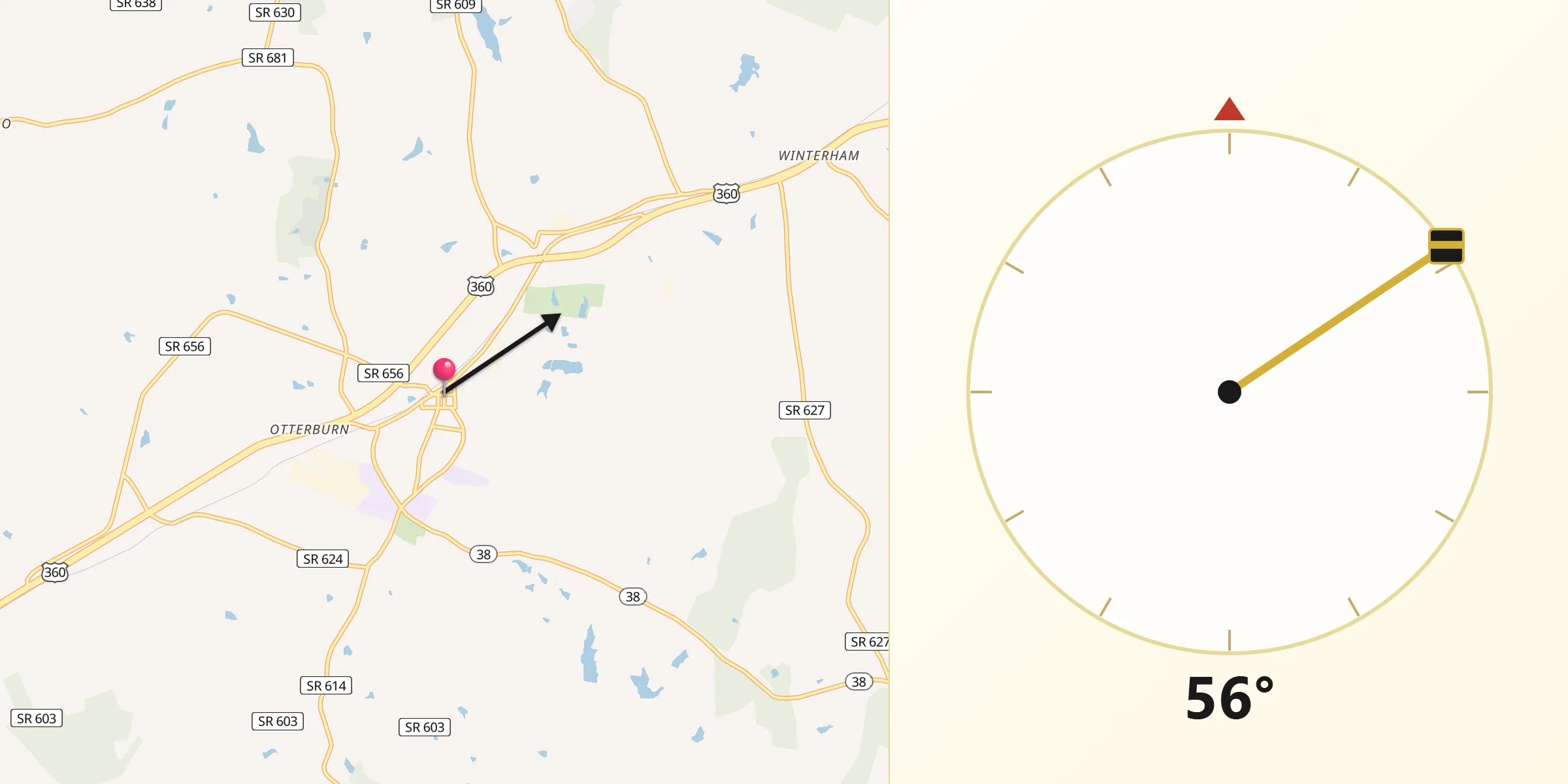 Qibla Direction from Amelia Court House