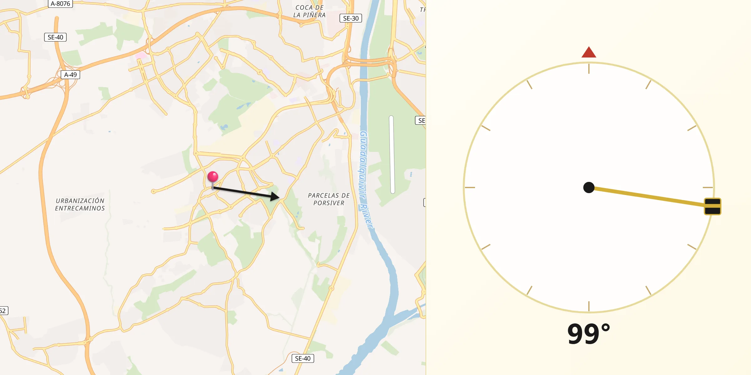 Dirección de la Qibla desde Aljarafe