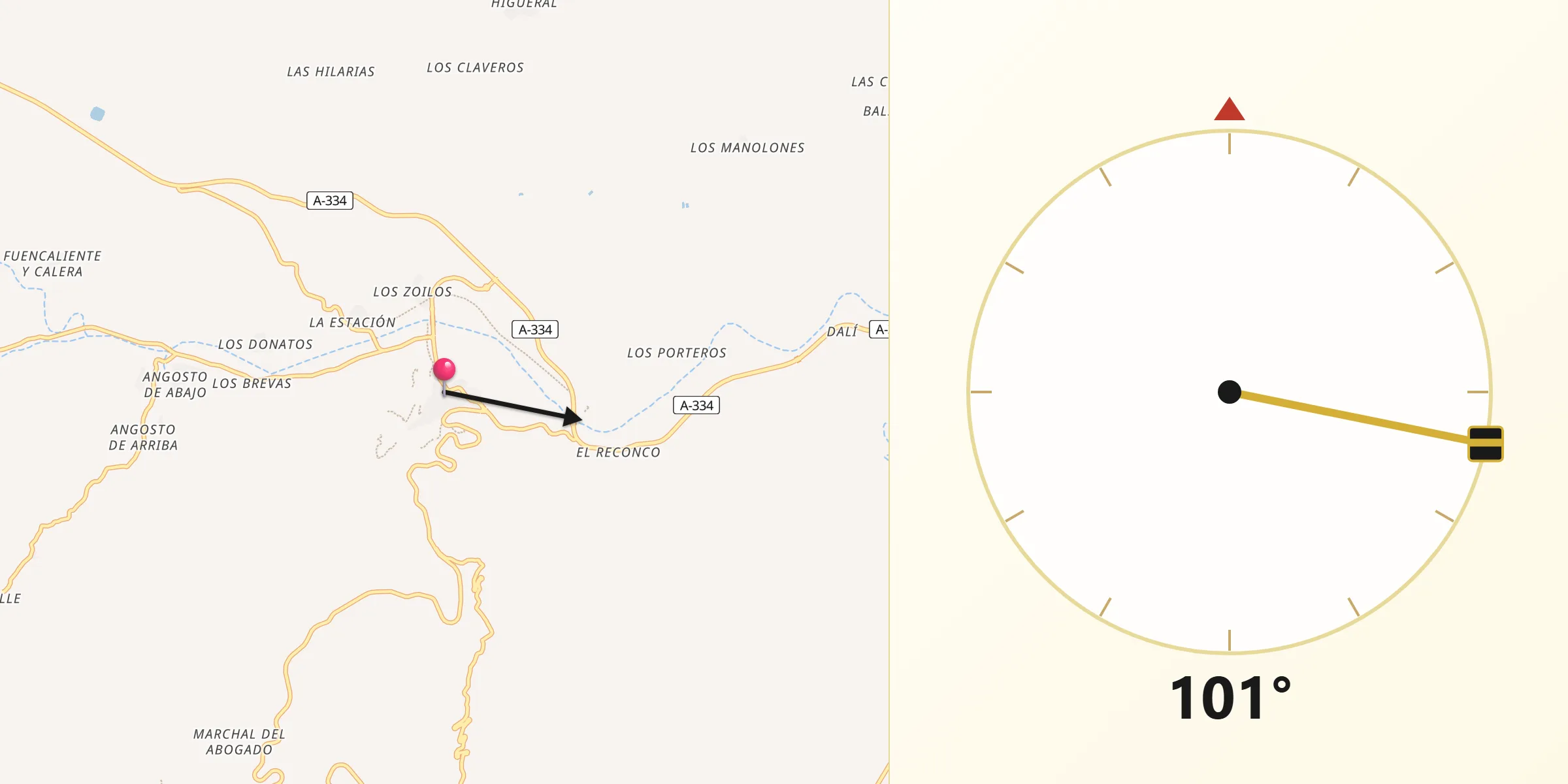 Dirección de la Qibla desde Serón