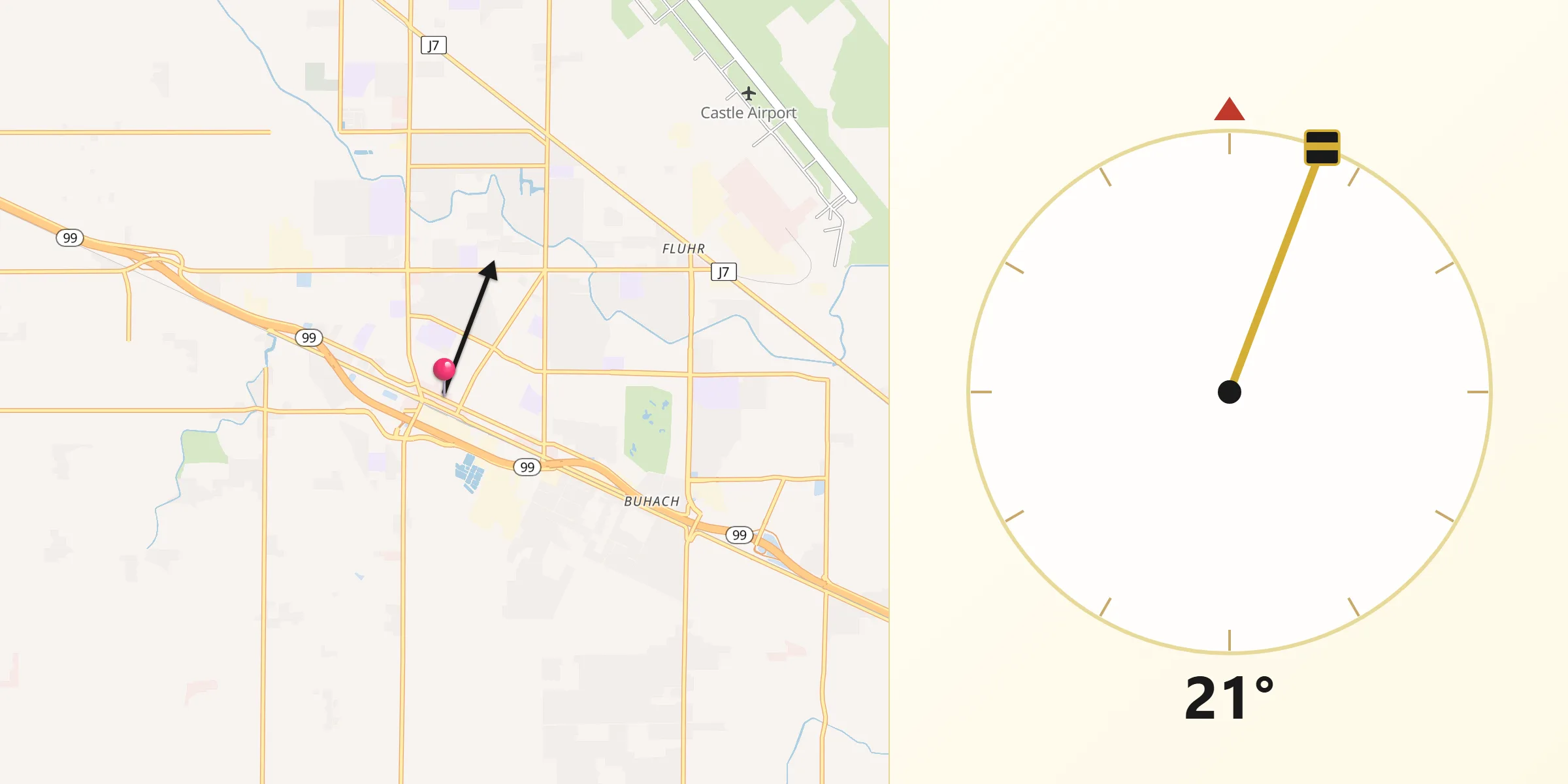 Qibla Direction from Atwater