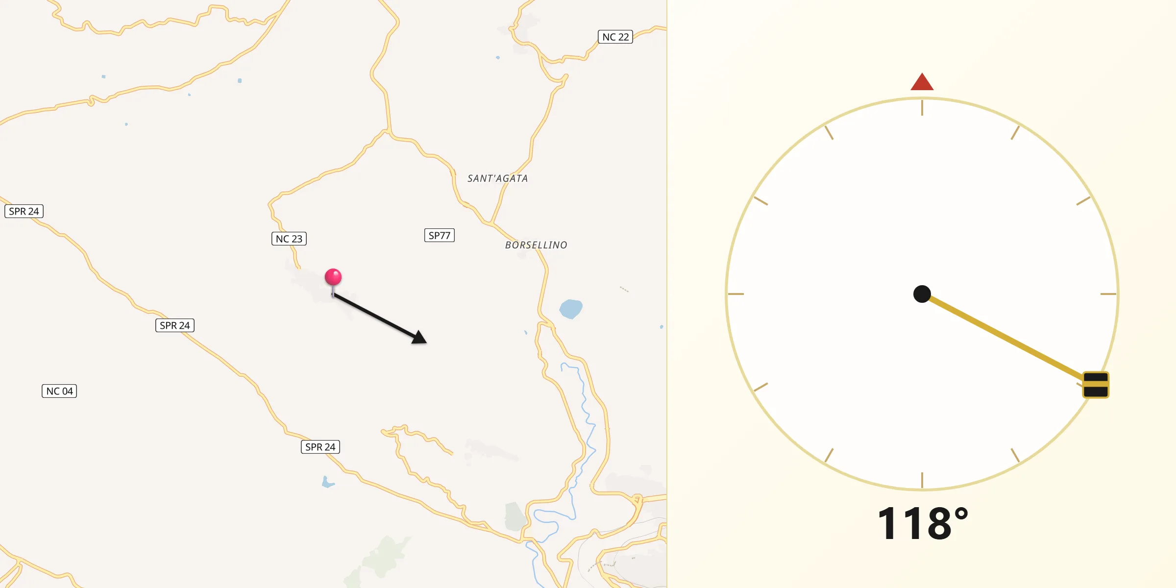 Direzione della Qibla da Giardina Gallotti