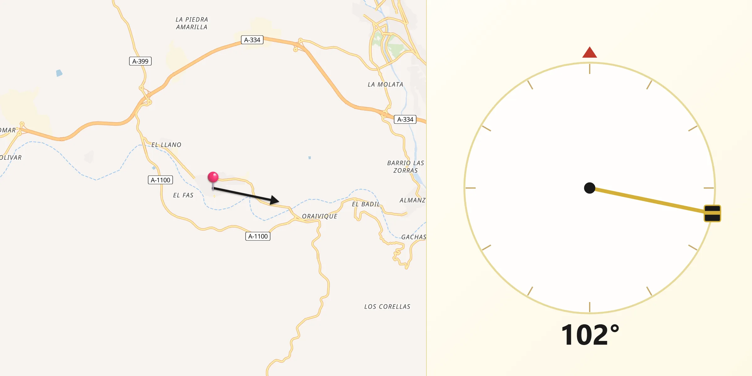 Dirección de la Qibla desde Cantoria