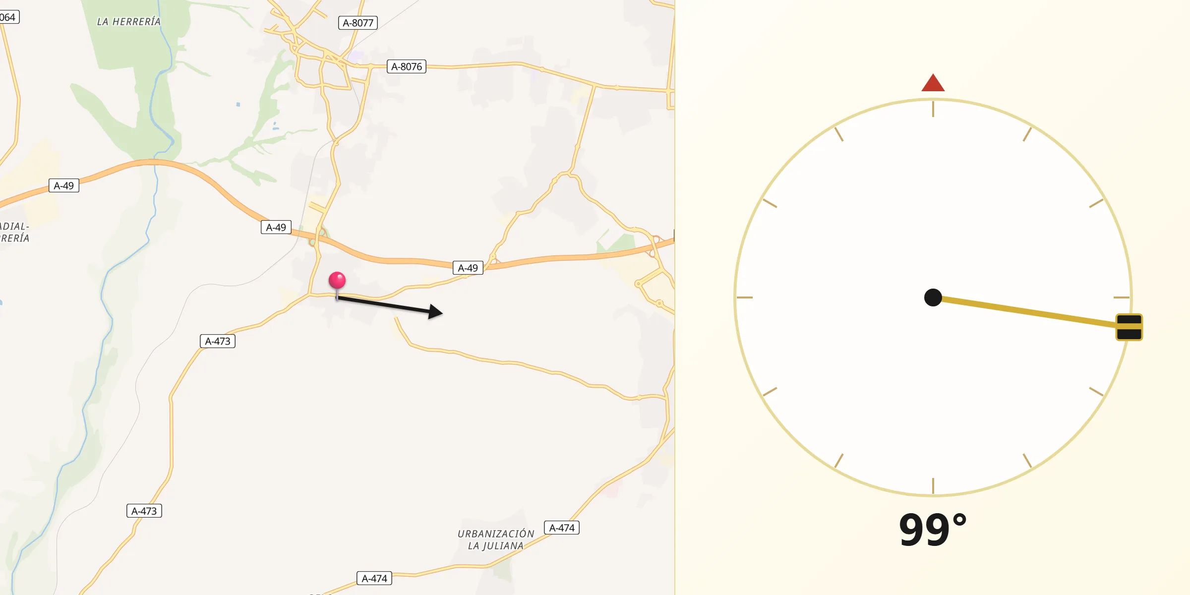 Dirección de la Qibla desde Benacazón