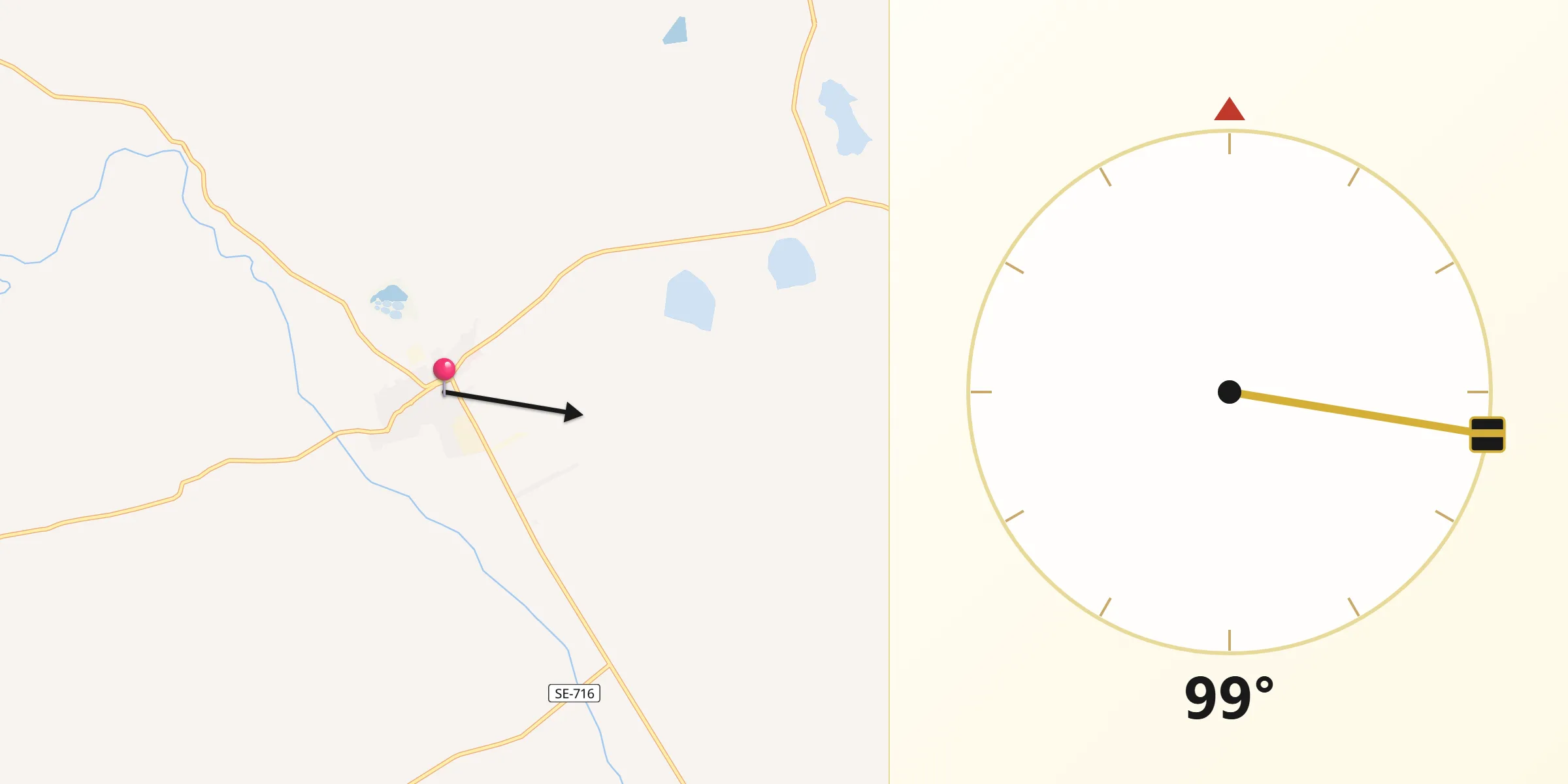 Dirección de la Qibla desde La Lantejuela