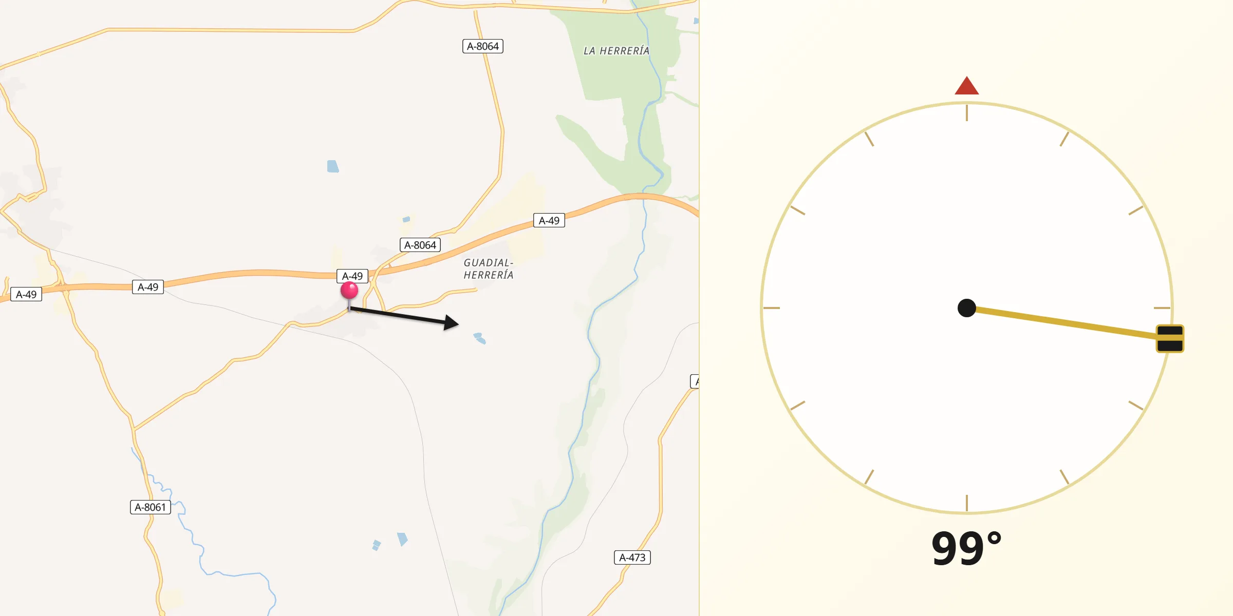 Dirección de la Qibla desde Huévar del Aljarafe