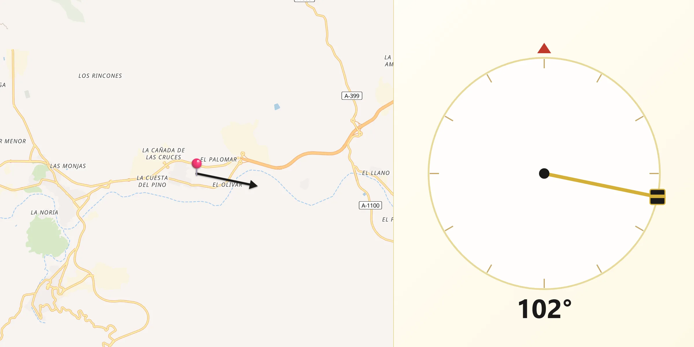 Dirección de la Qibla desde Fines
