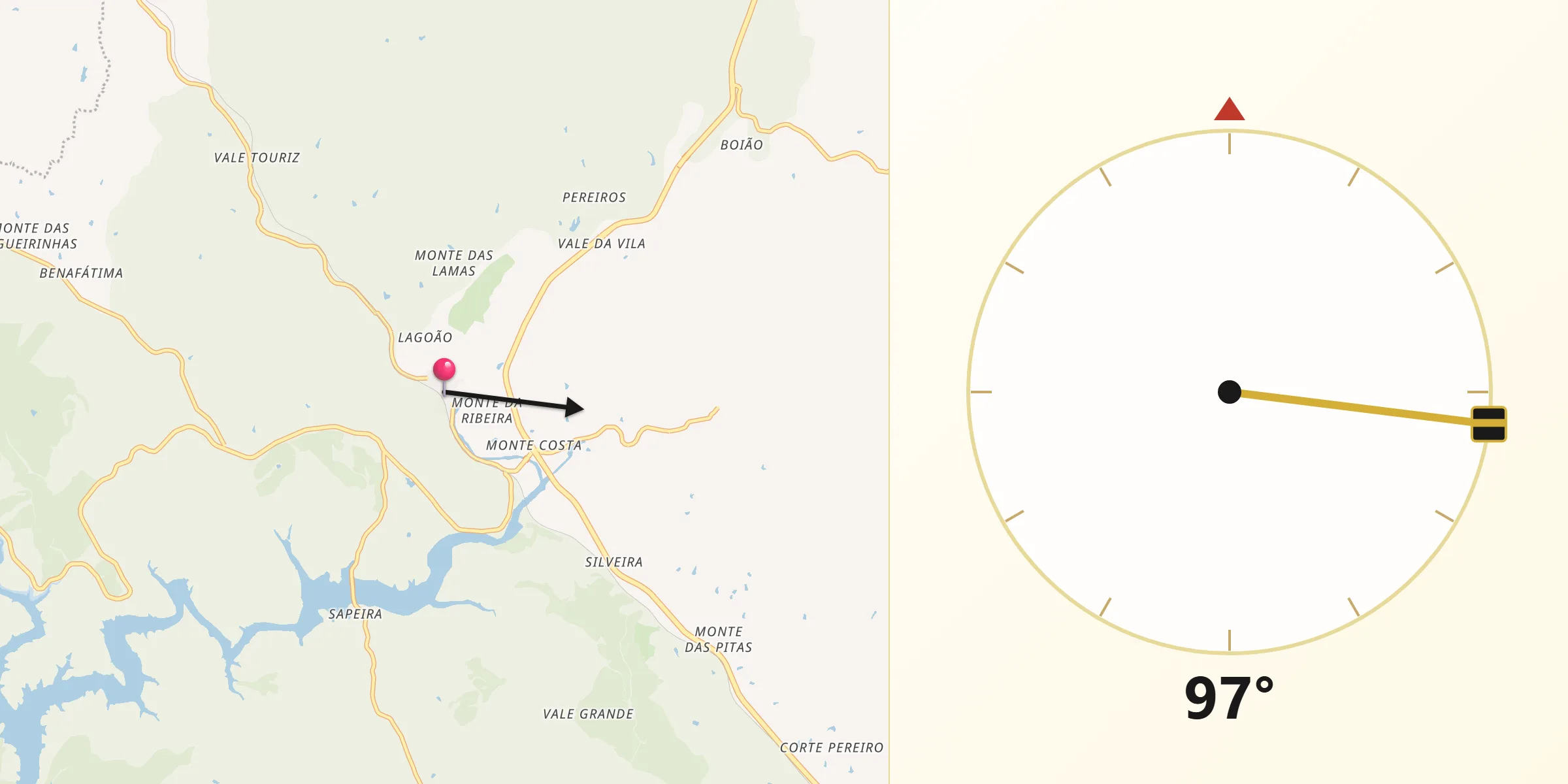 Direção da Qibla a partir de São Marcos da Serra