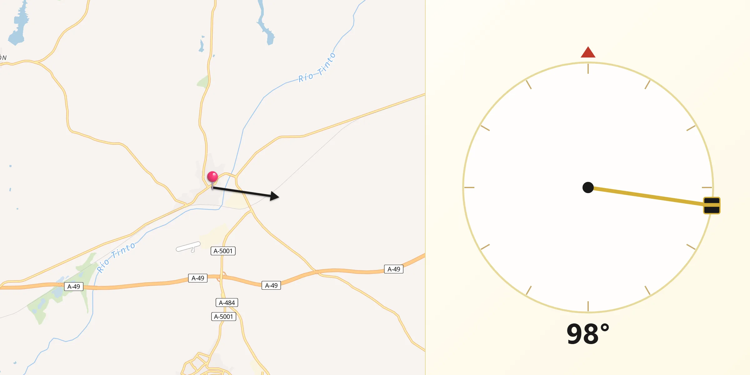 Dirección de la Qibla desde Niebla