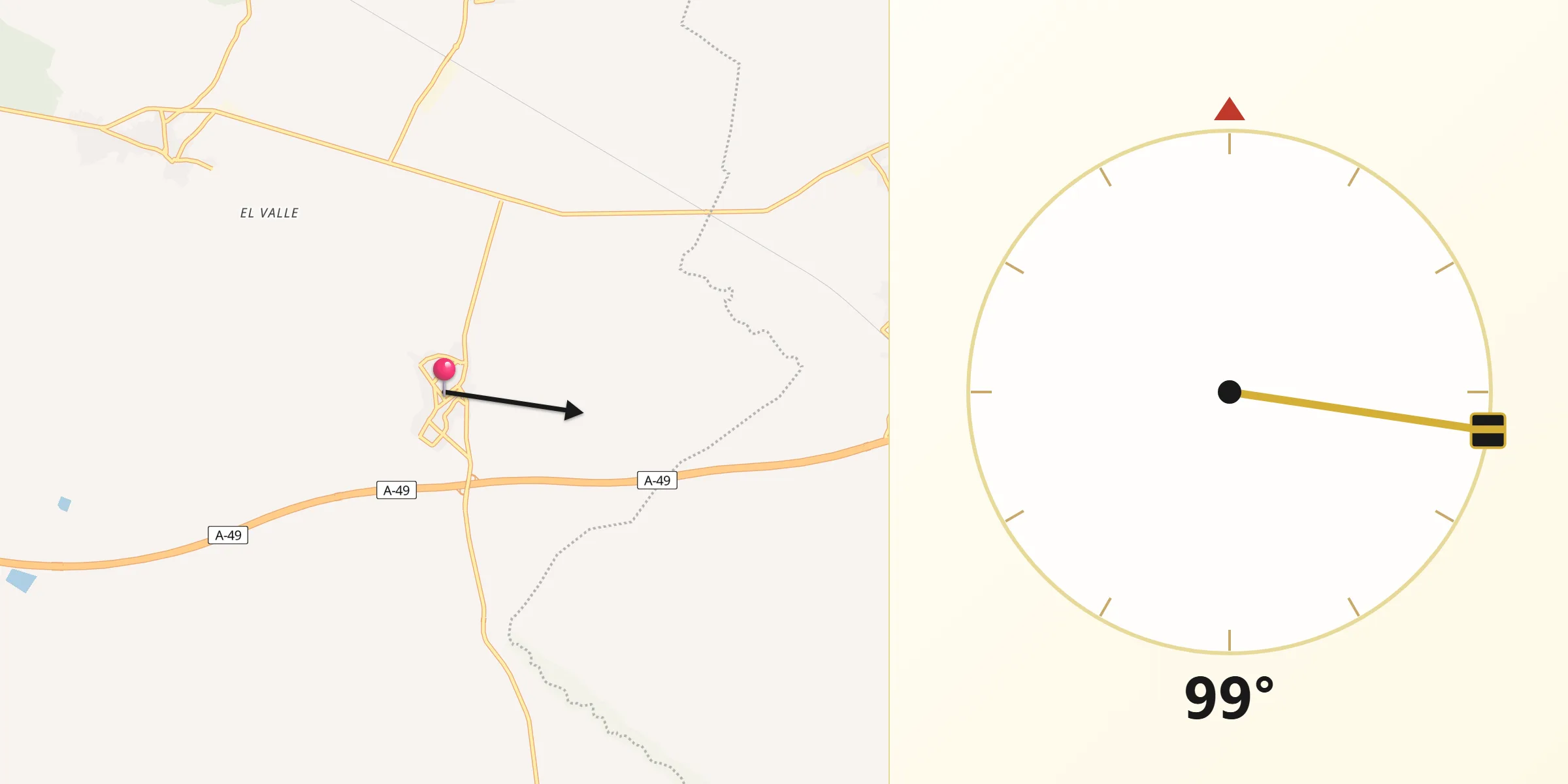 Dirección de la Qibla desde Chucena