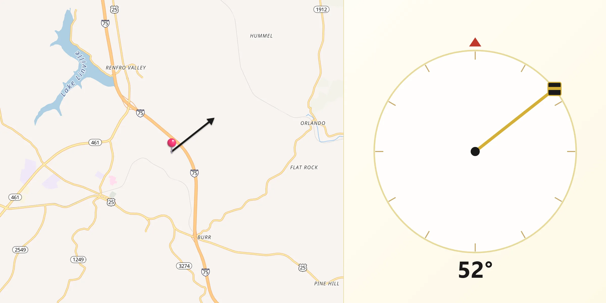 Qibla Direction from Rockcastle