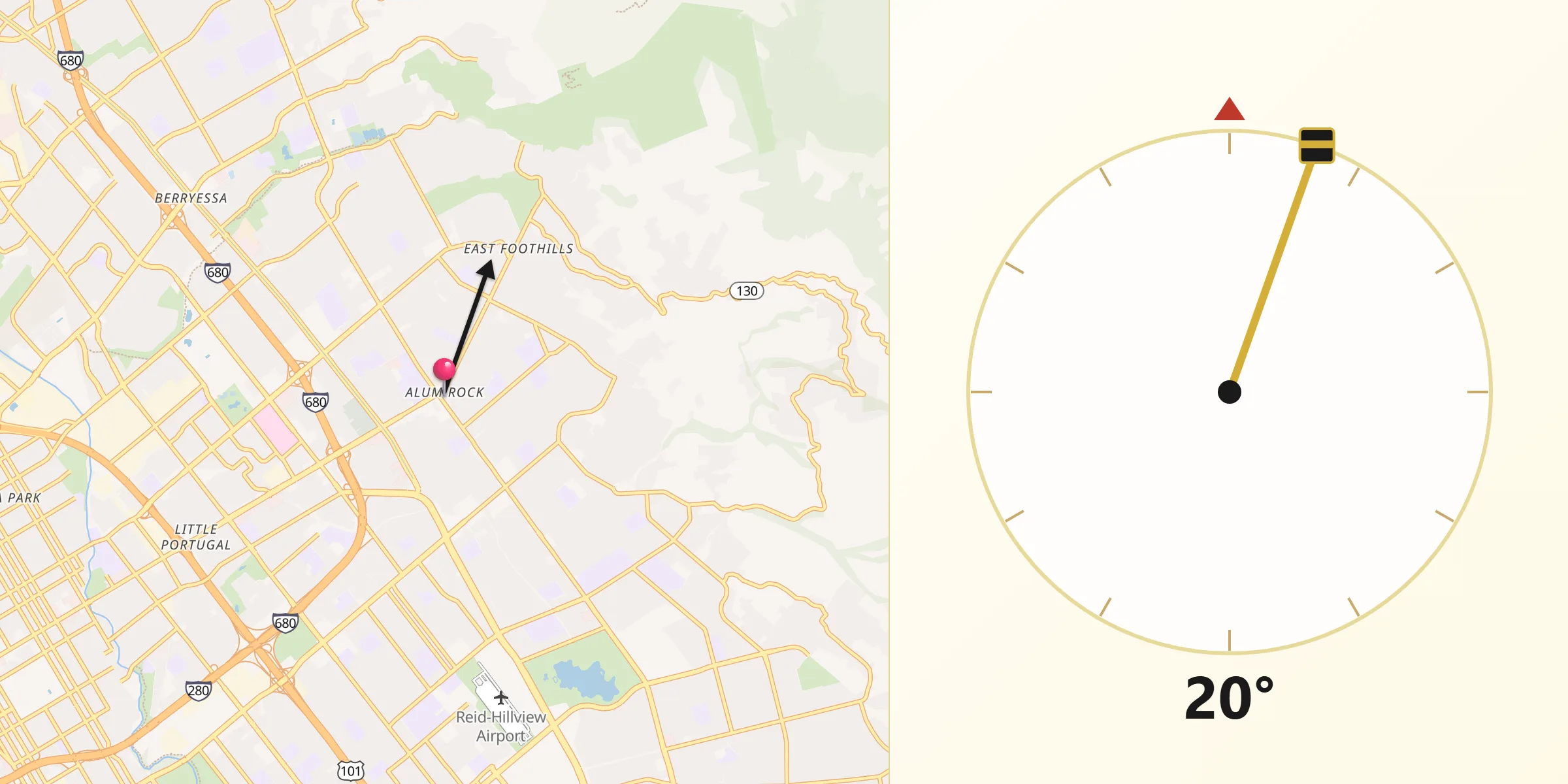 Qibla Direction from Alum Rock