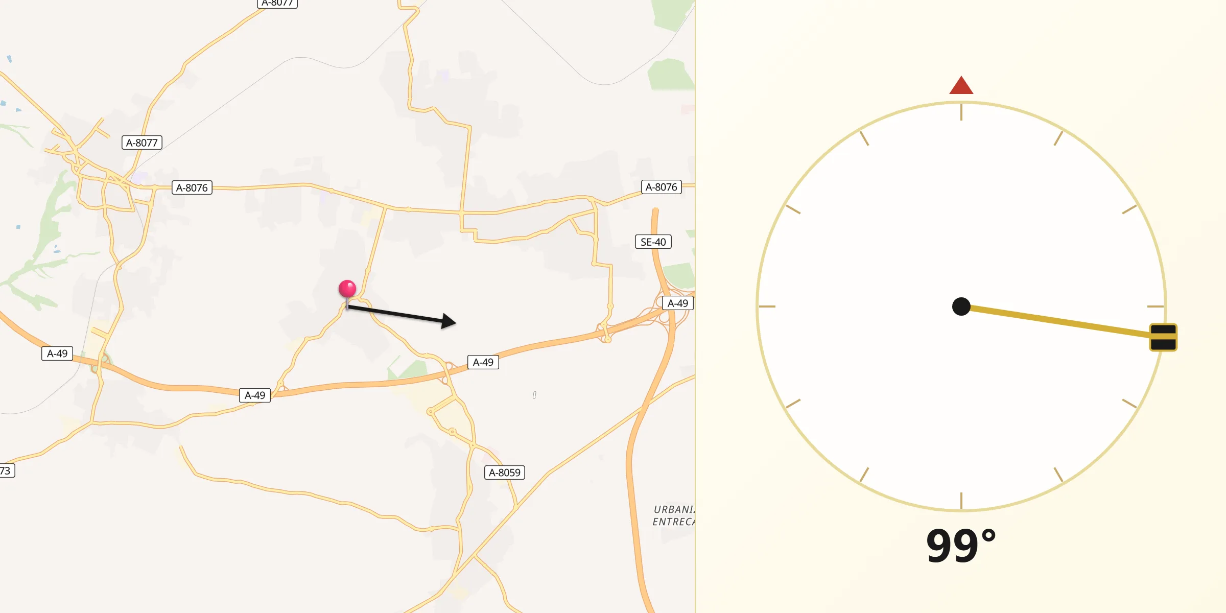 Dirección de la Qibla desde Umbrete