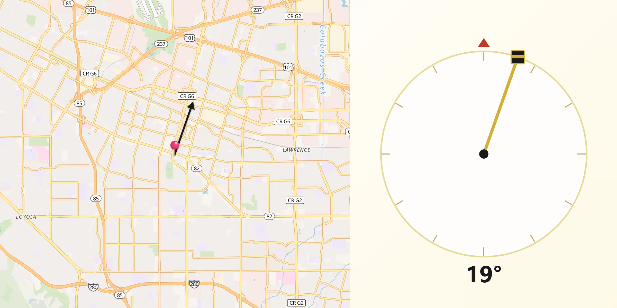 Qibla Direction from Sunnyvale