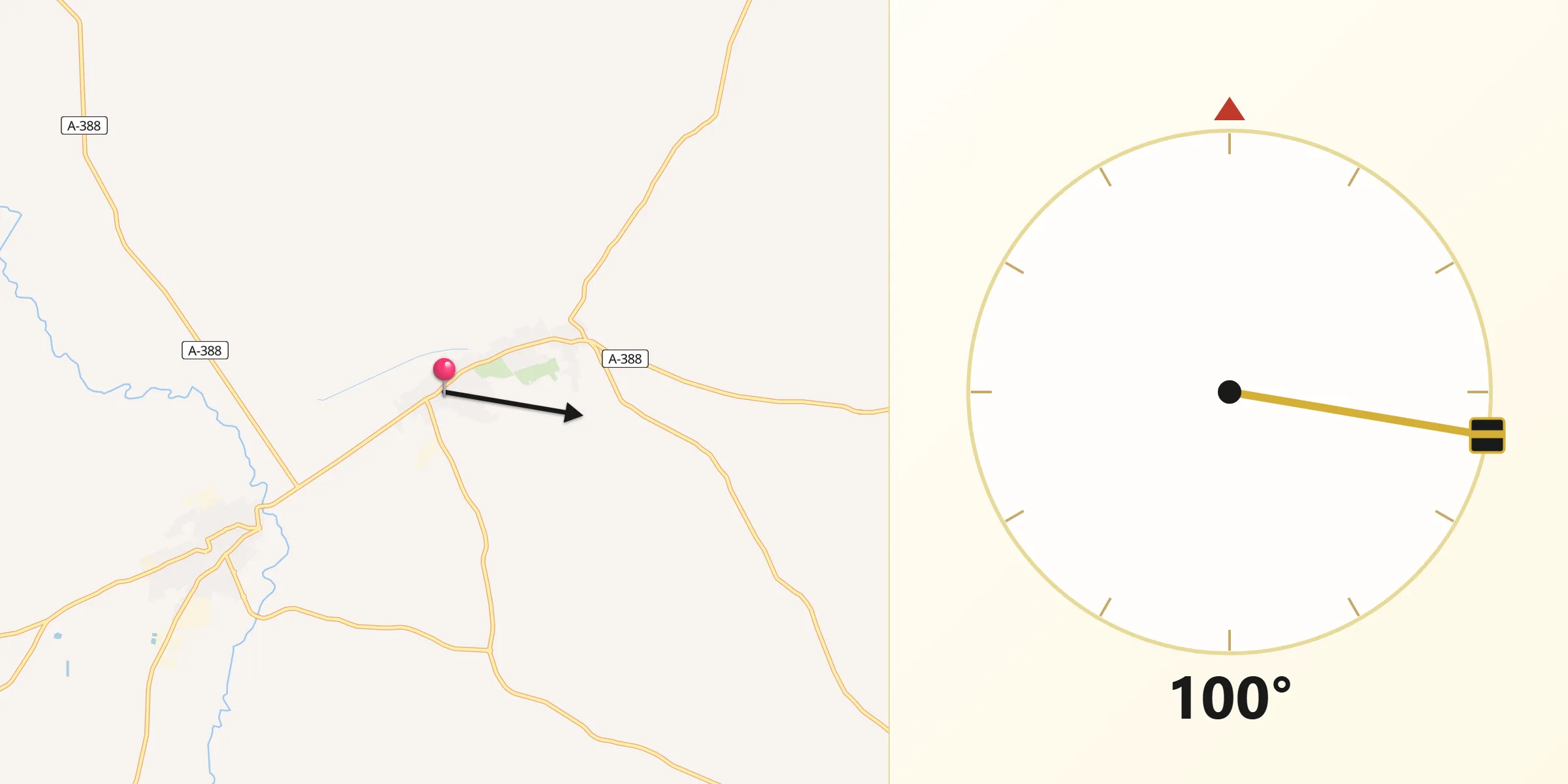 Dirección de la Qibla desde Marinaleda