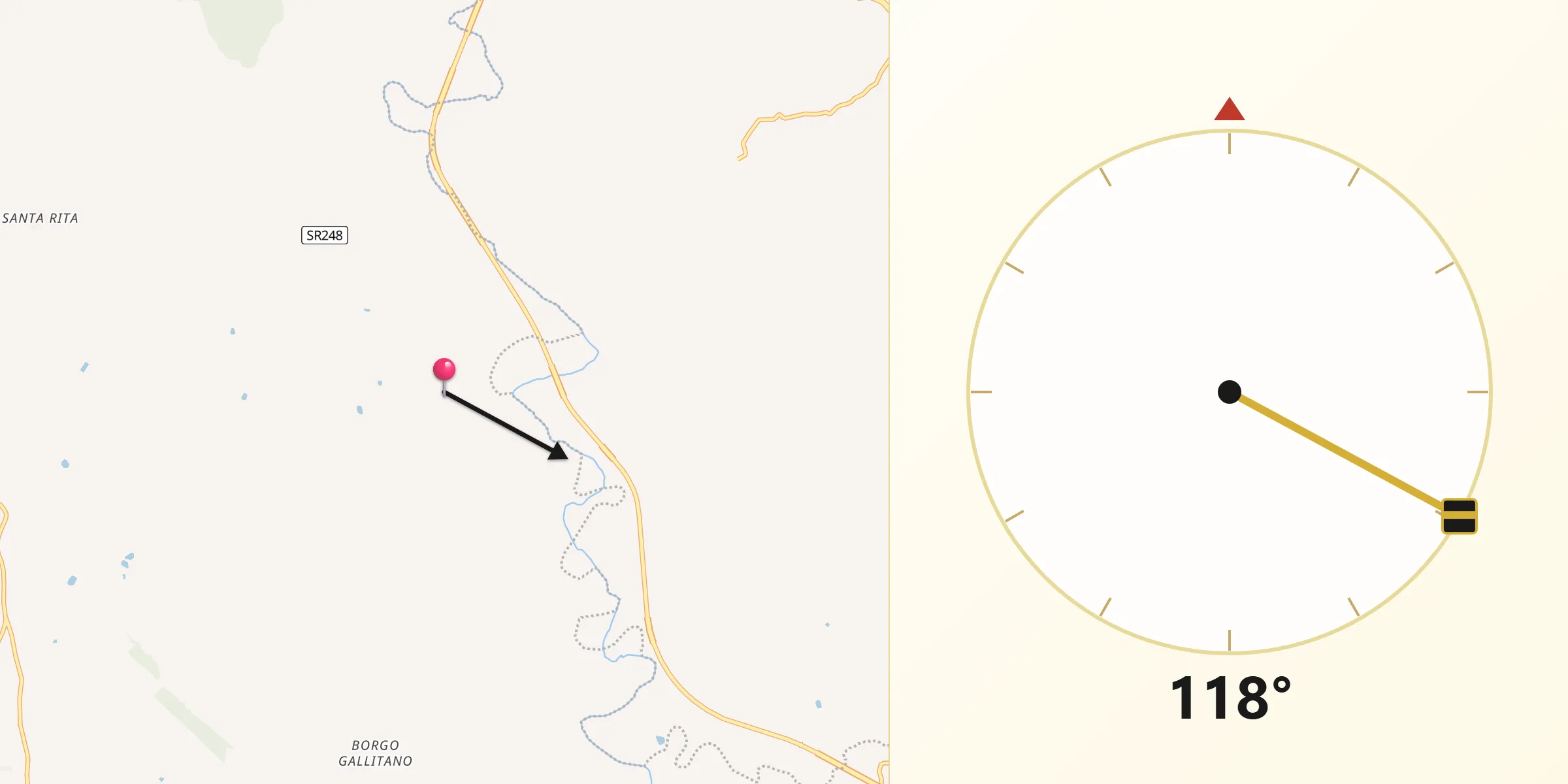 Direzione della Qibla da Provincia di Caltanissetta