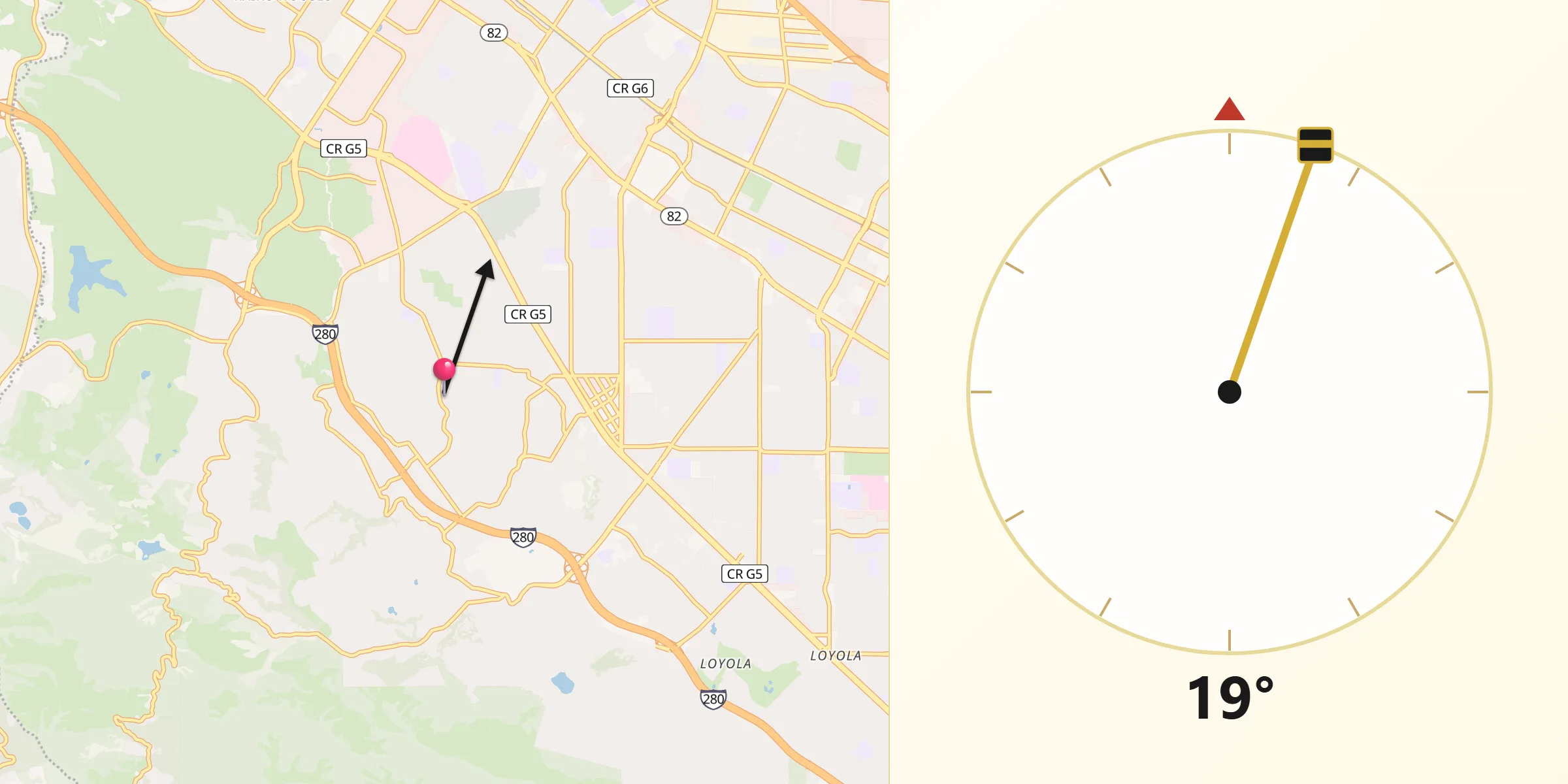Qibla Direction from Los Altos Hills