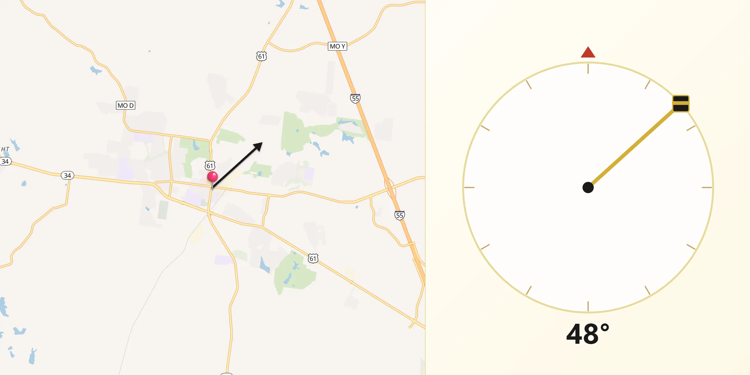 Dirección de la Qibla desde Jackson