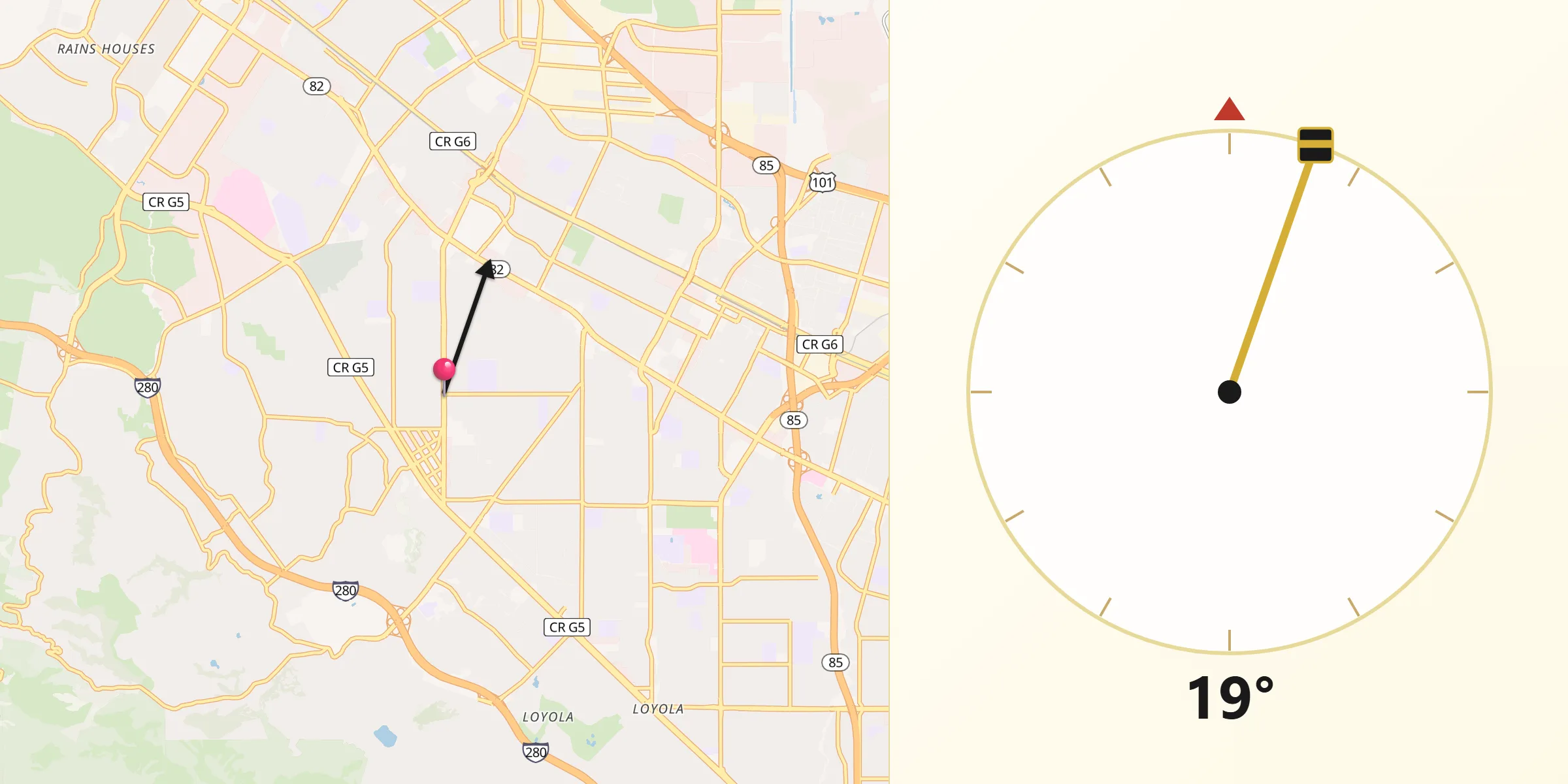 Qibla Direction from Los Altos