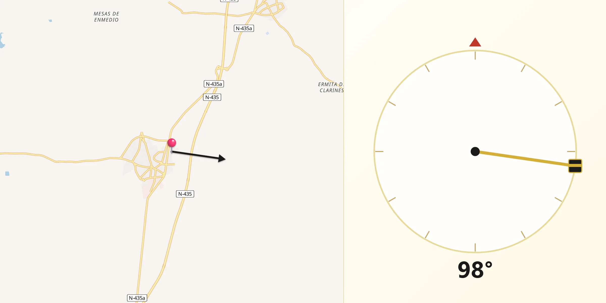 Dirección de la Qibla desde Trigueros