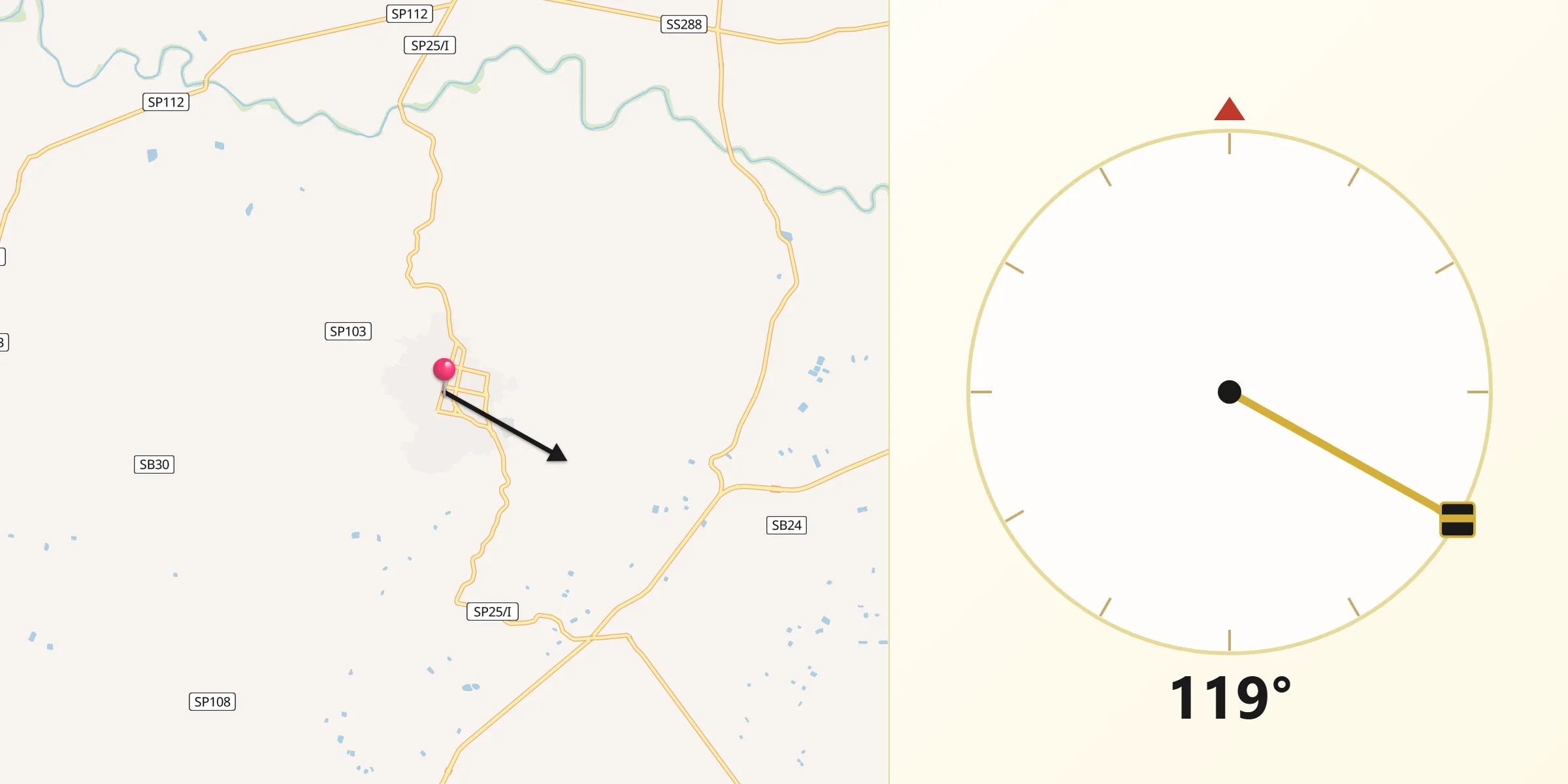 Direzione della Qibla da Ramacca