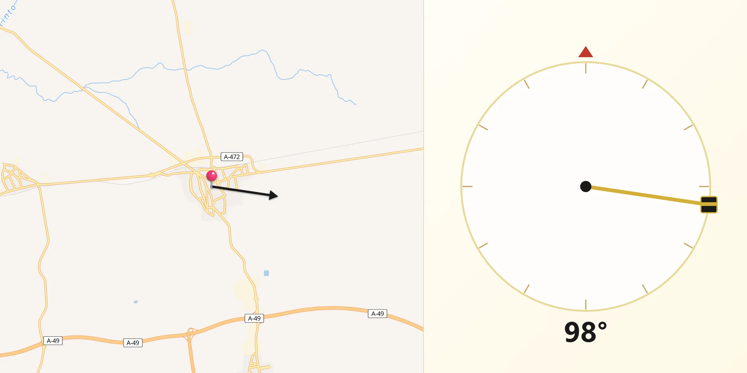 Dirección de la Qibla desde La Palma del Condado