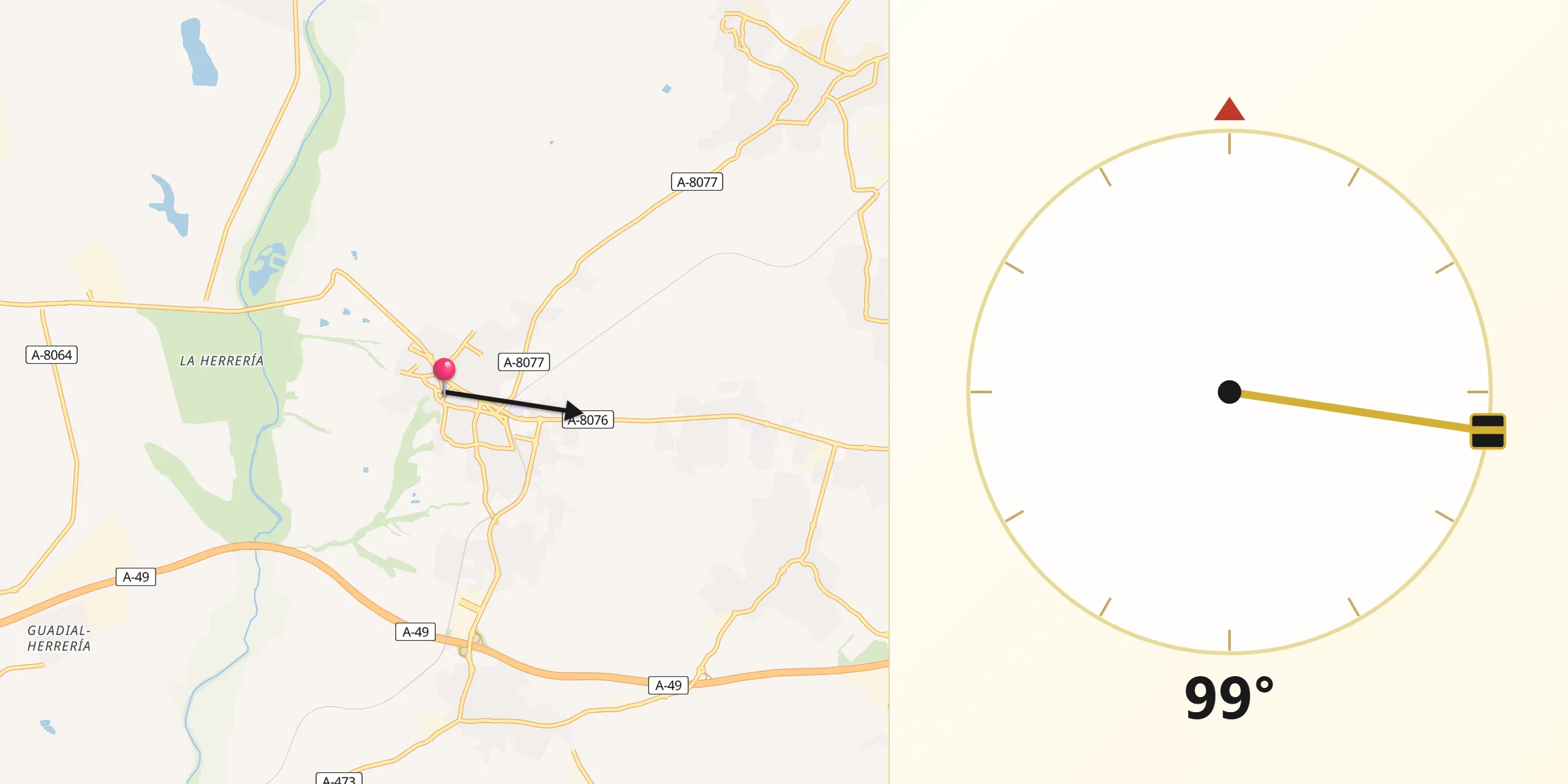 Dirección de la Qibla desde Sanlúcar la Mayor