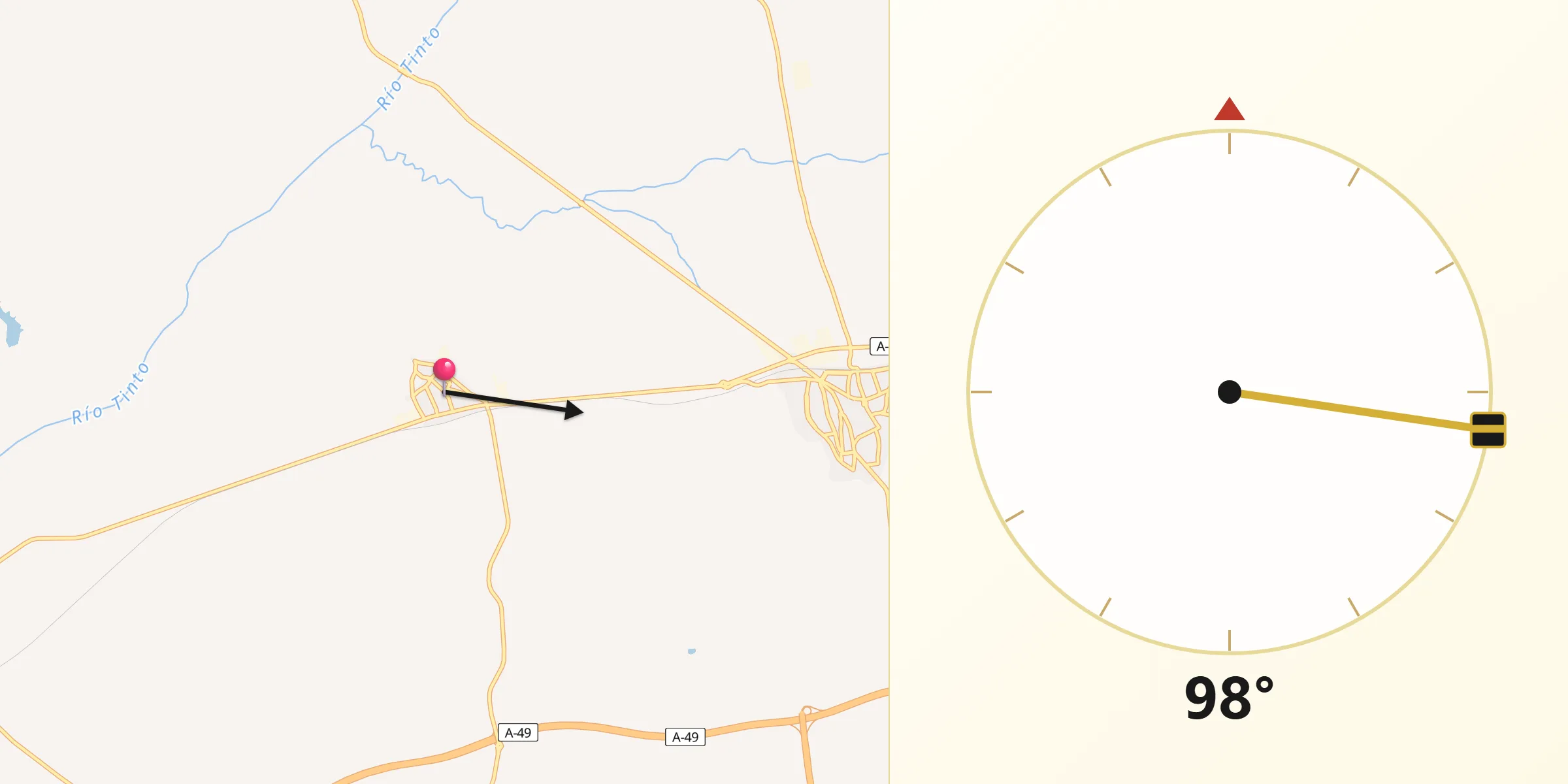 Dirección de la Qibla desde Villarrasa