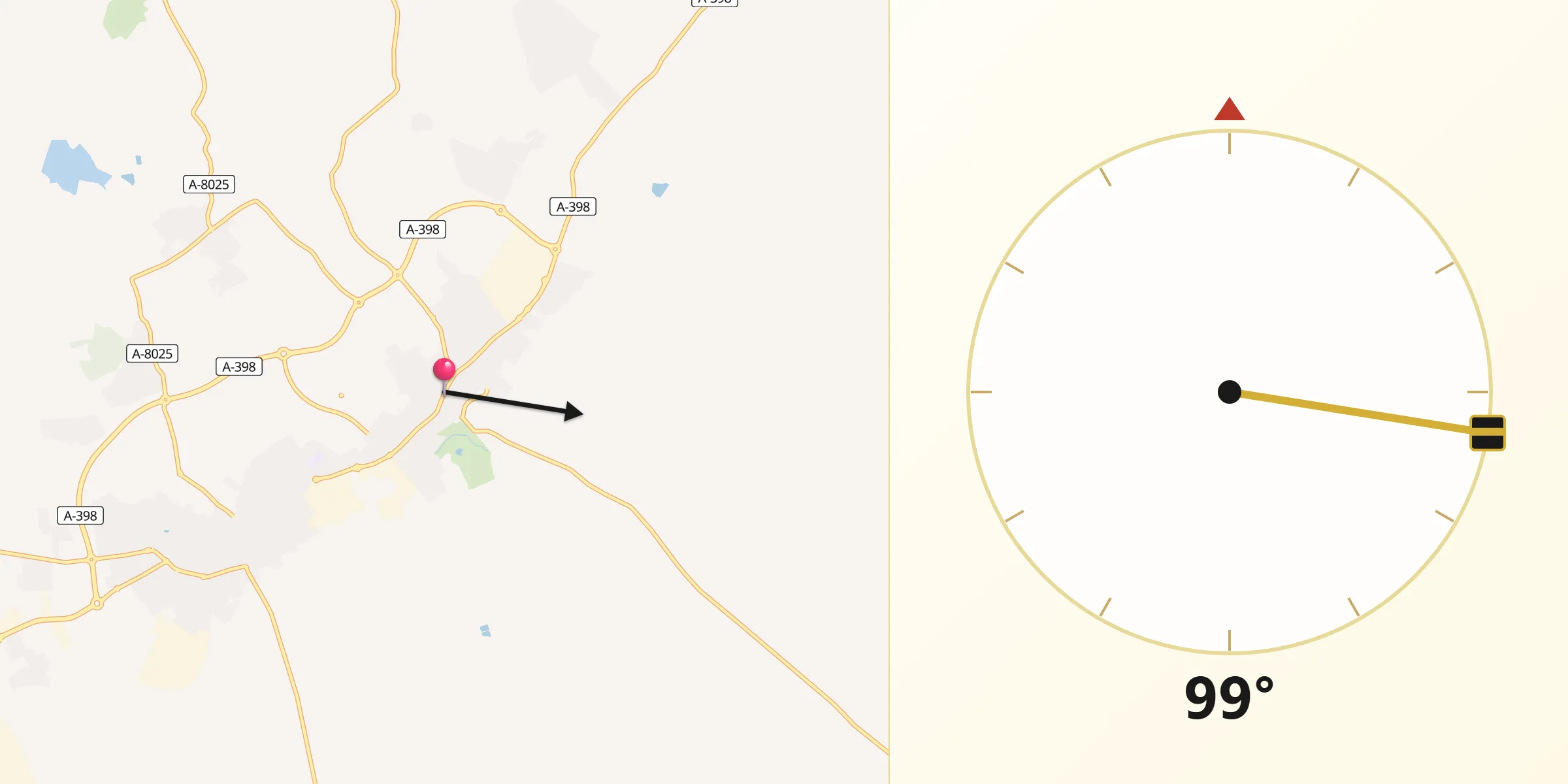 Dirección de la Qibla desde El Viso del Alcor