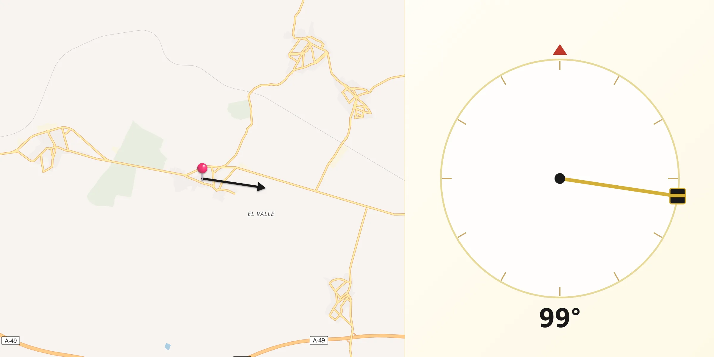 Dirección de la Qibla desde Manzanilla