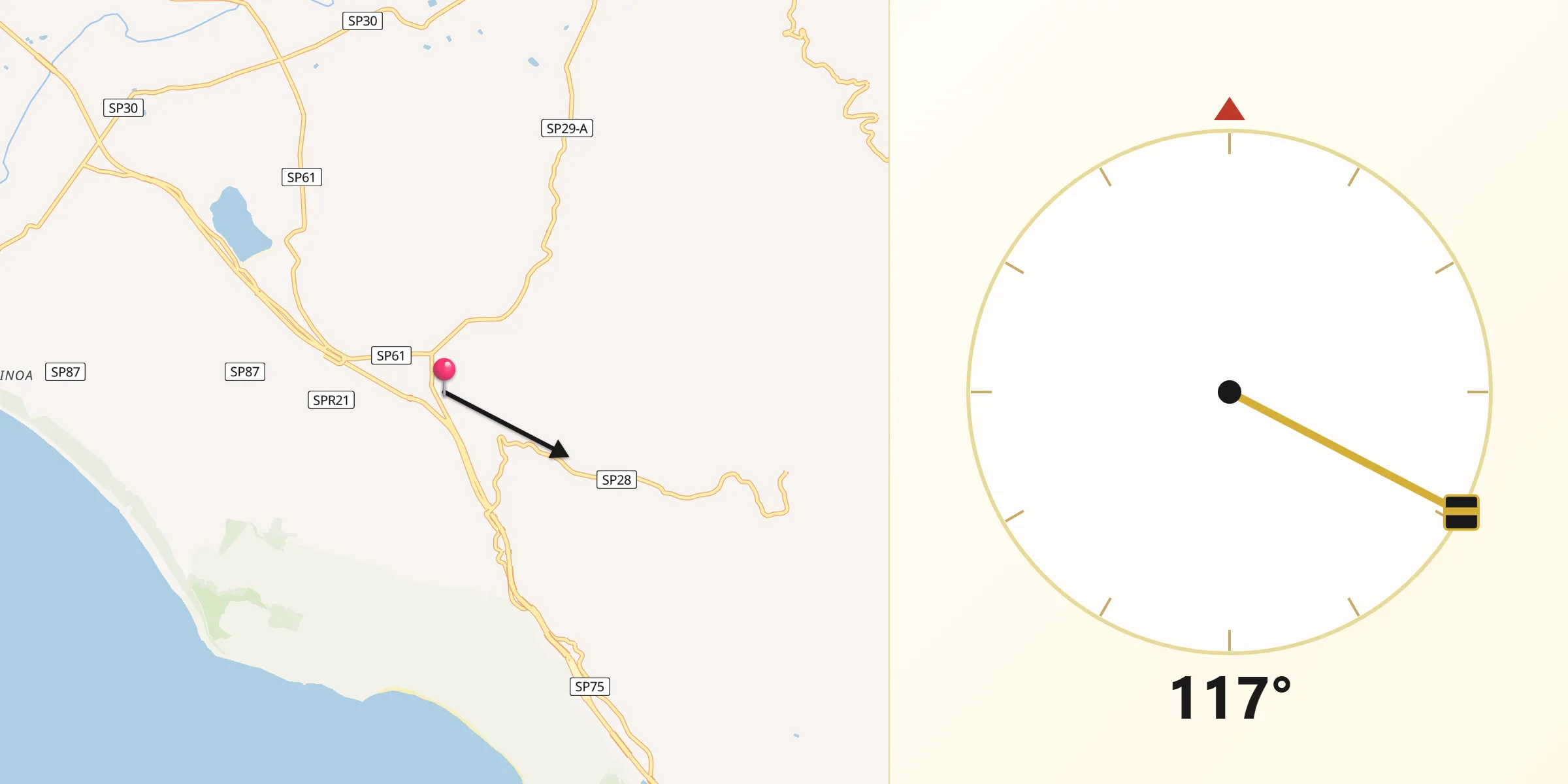 Direzione della Qibla da Montallegro