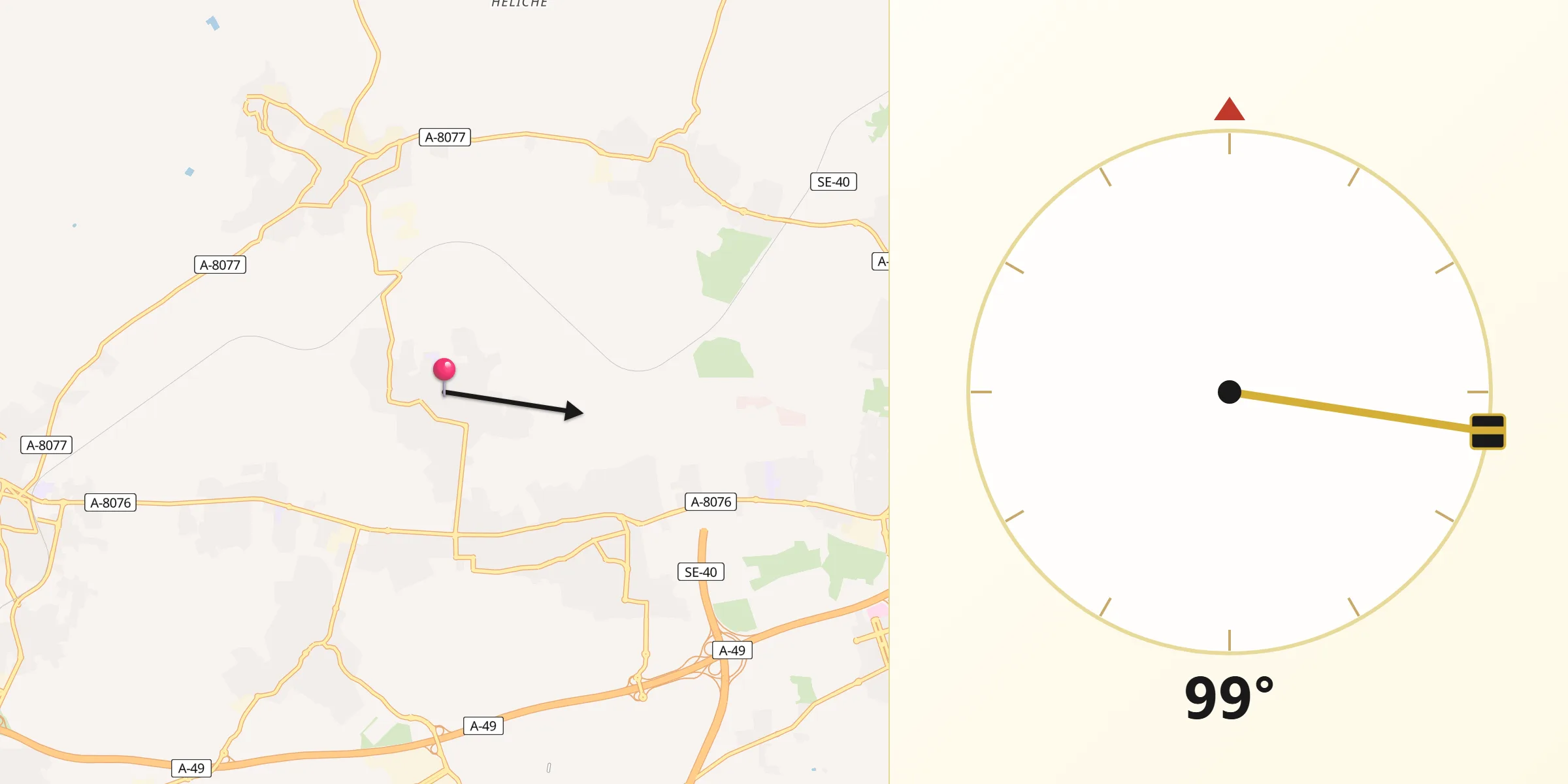 Dirección de la Qibla desde Villanueva del Ariscal
