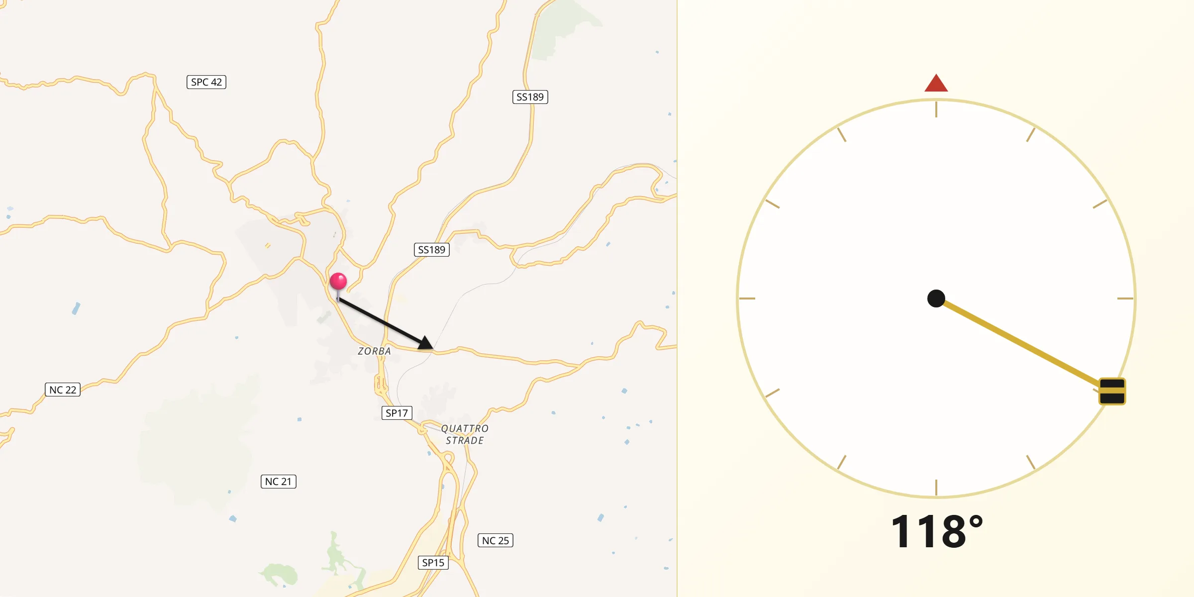 Direzione della Qibla da Aragona