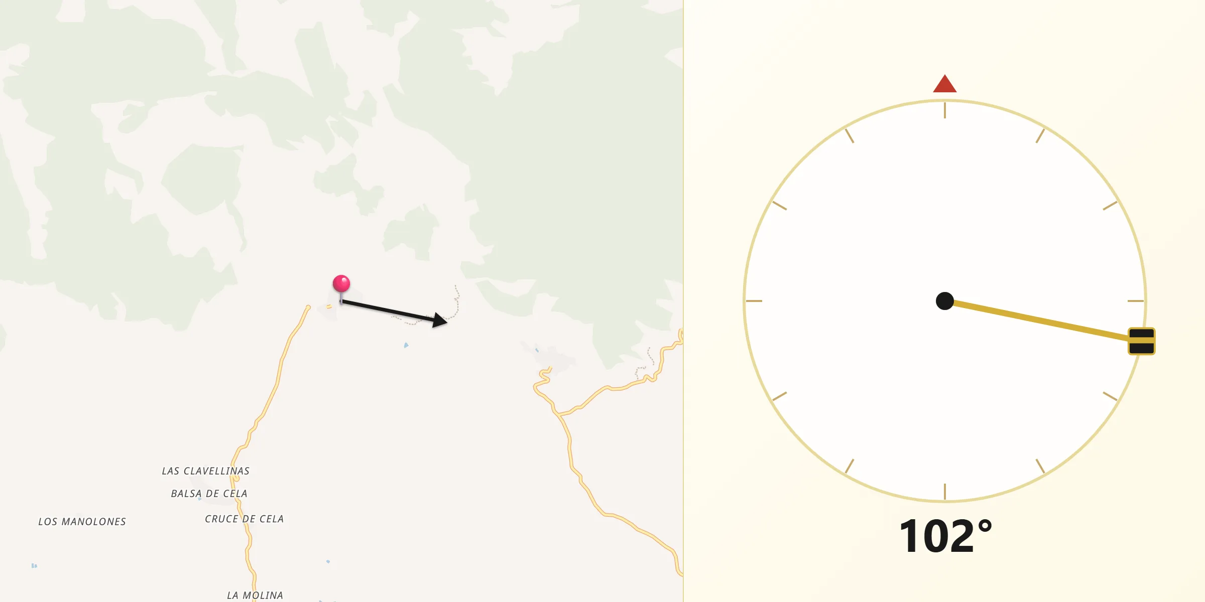 Dirección de la Qibla desde Lúcar